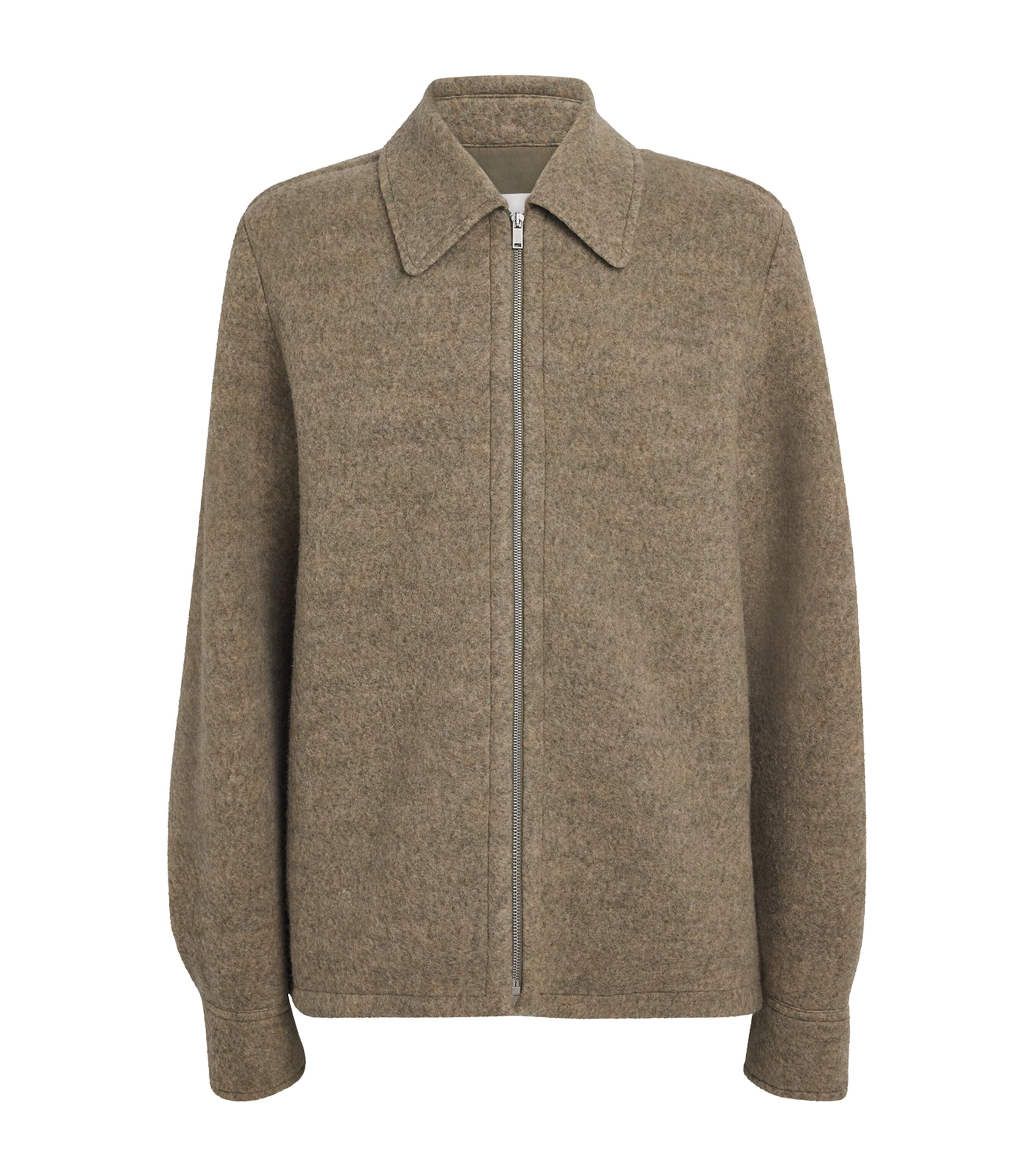 Jil Sander Wool-blend Felted Melange Blouson Jacket In Brown