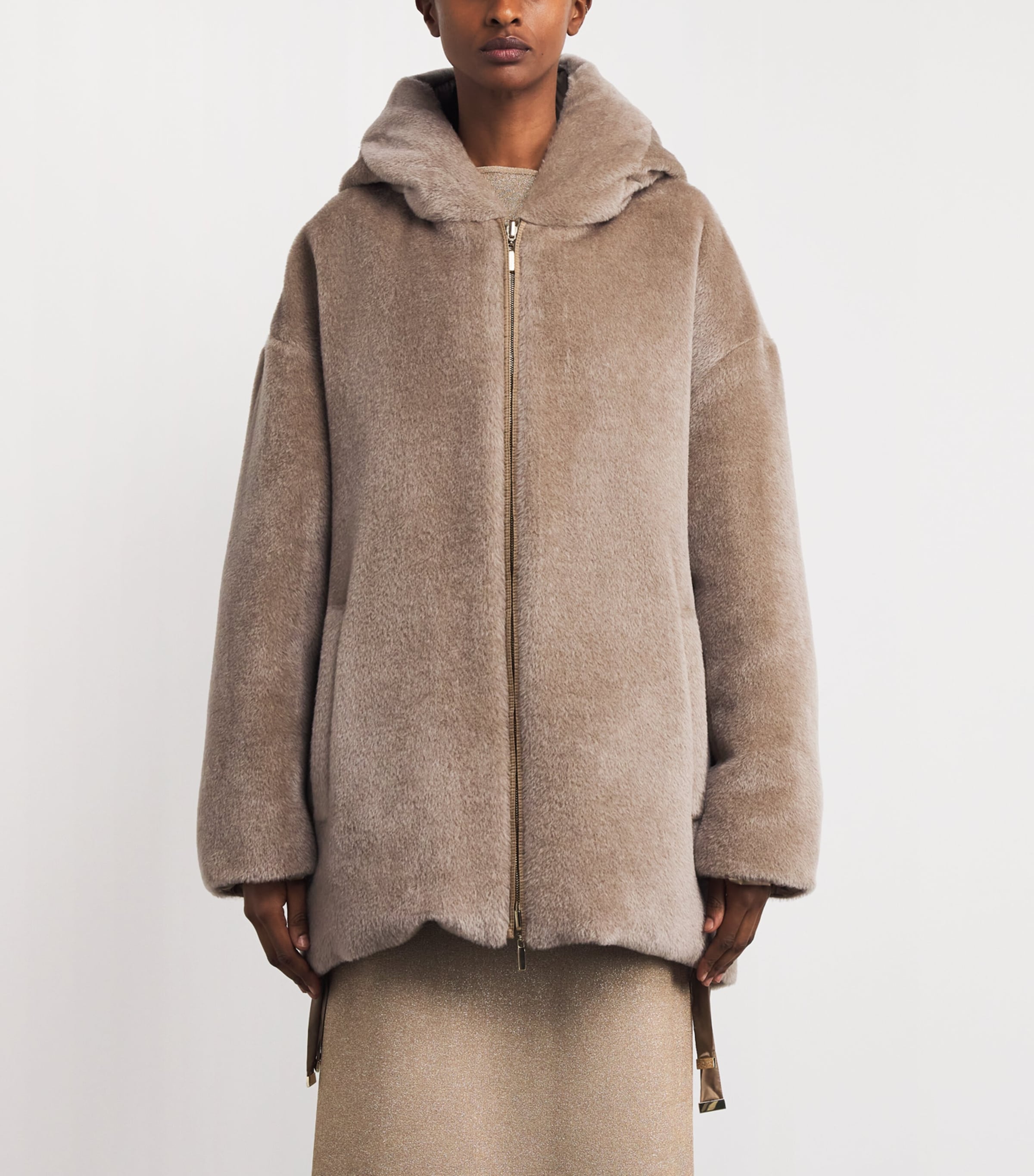 Max Mara Beige Alpaca-Wool Reversible Down Jacket | Harrods US