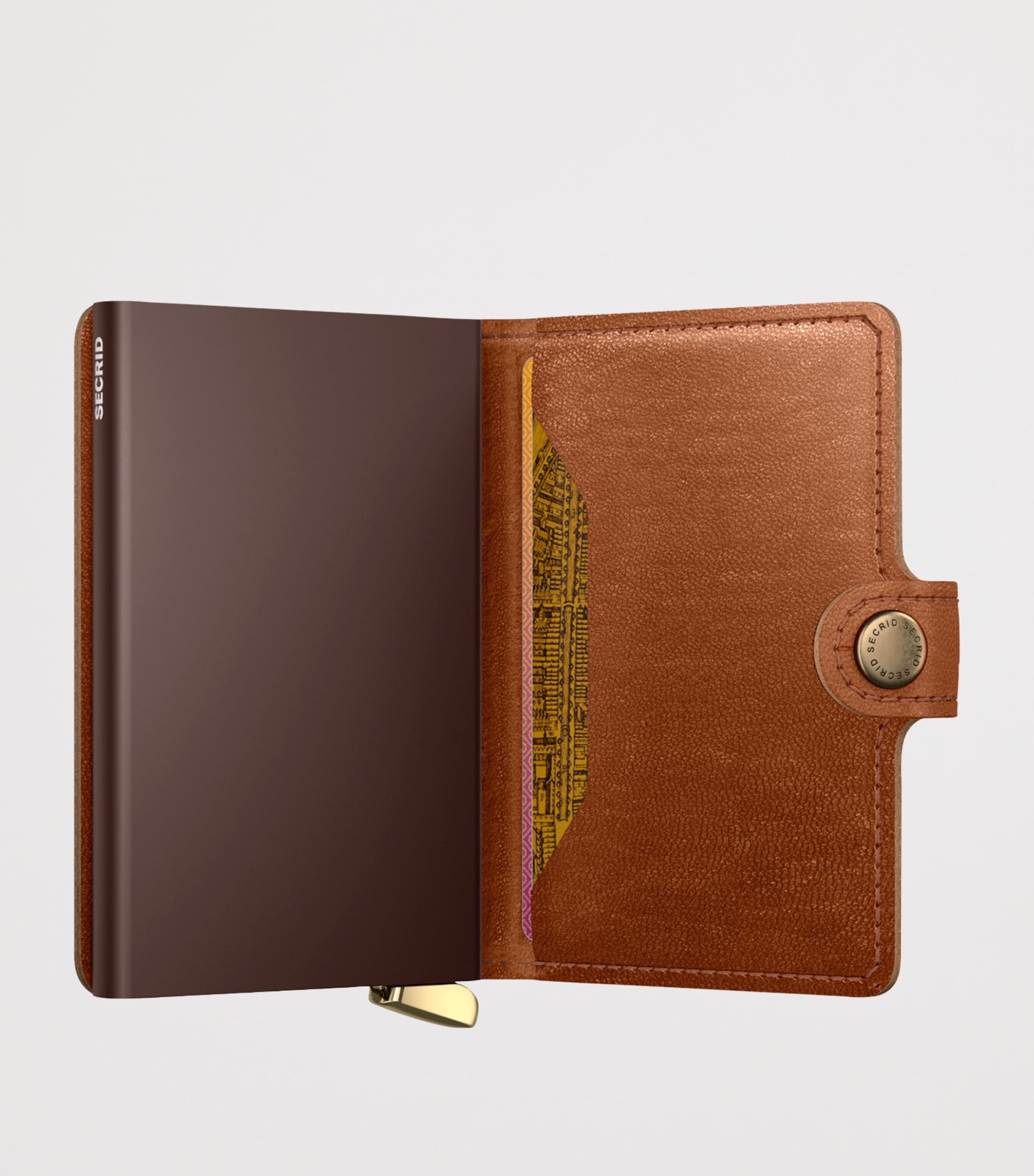 Leather Embossed Lines Miniwallet COGNAC Image 2