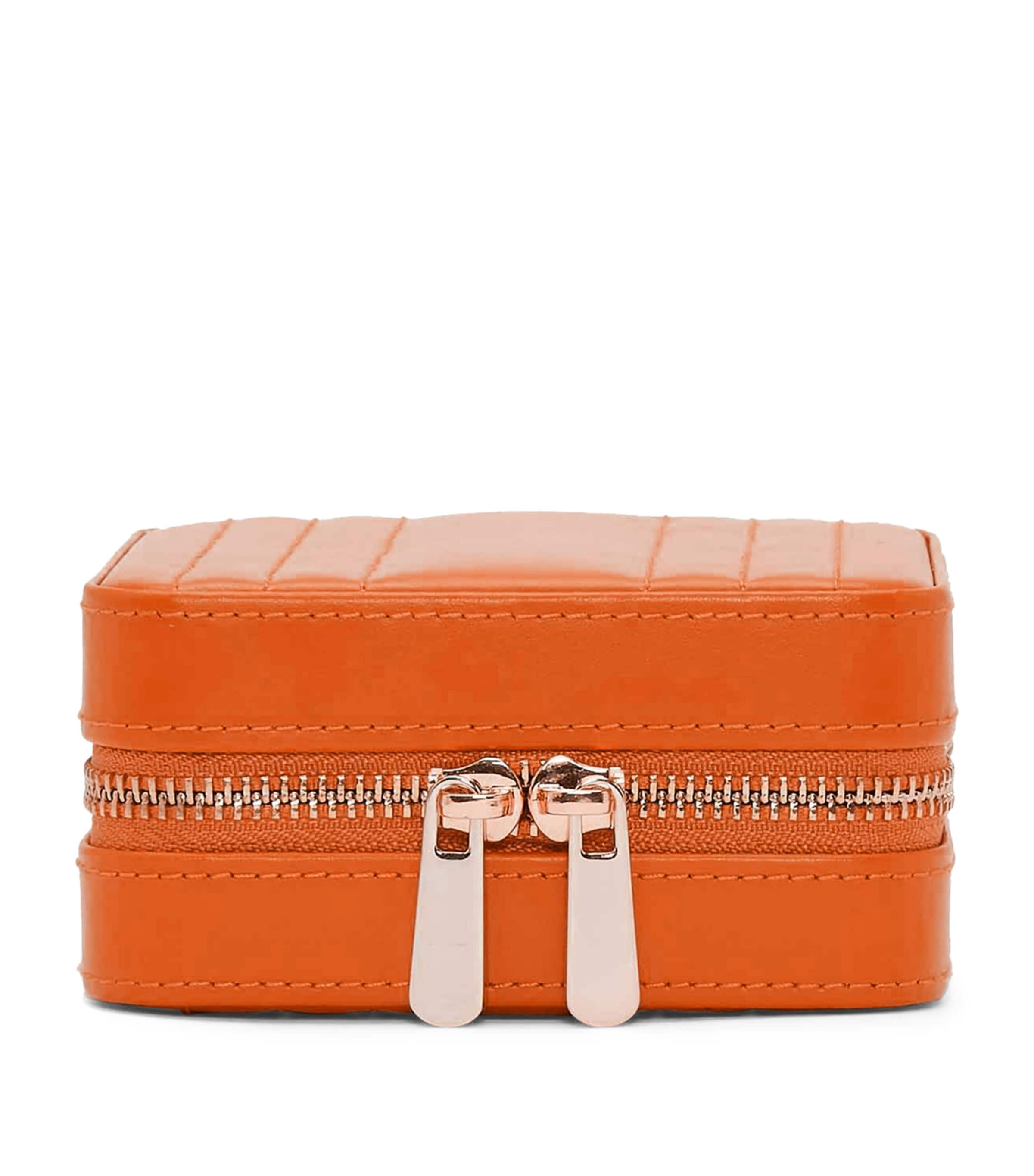 Wolf Small Leather Maria Jewellery Case In Orange