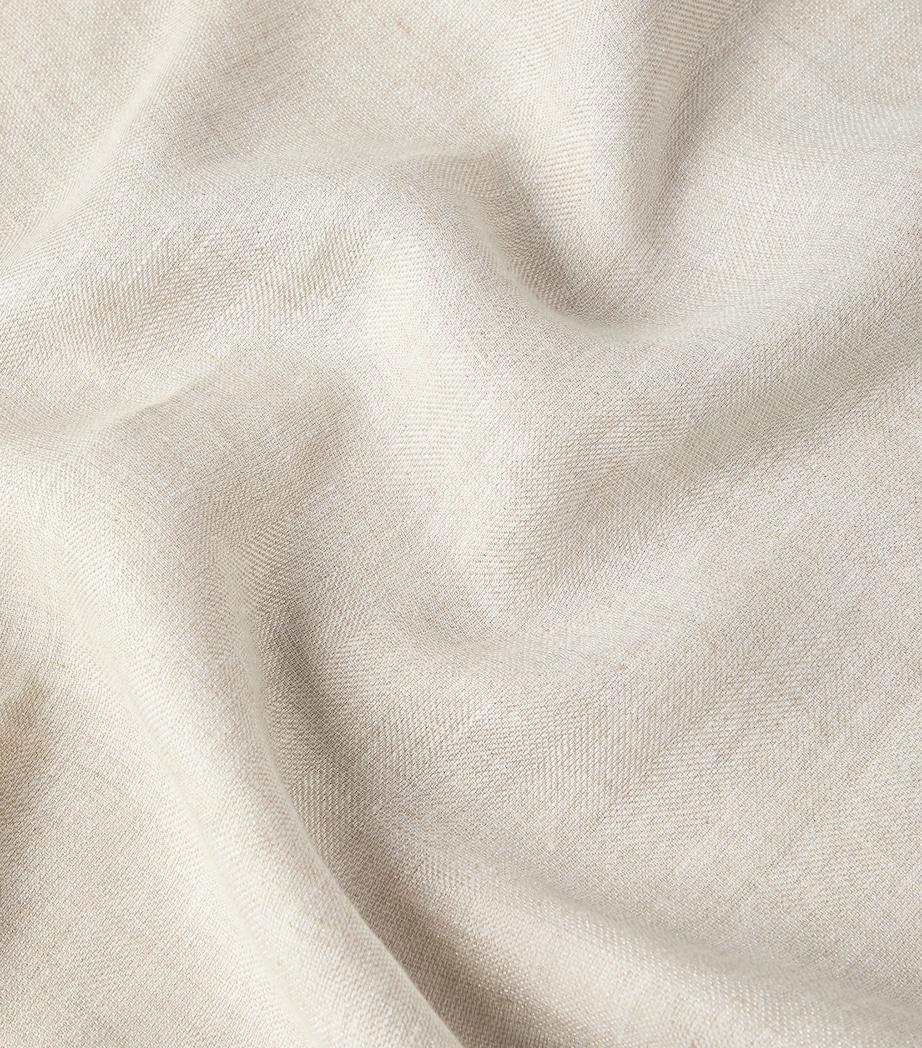 Brunello Cucinelli Linen-Blend Herringbone Scarf Image 4