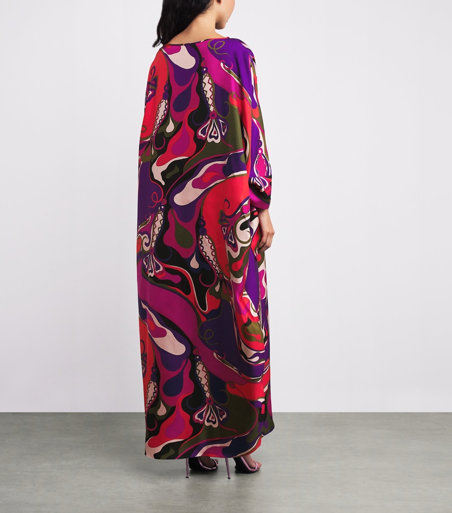 Silk Orchidee Print Maxi Kaftan Dress 017/MULTICOLOR Image 3