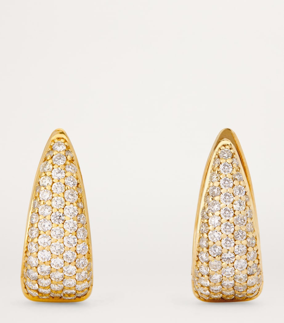 Mini Yellow Gold and Diamond Edith Elongated Teardrop Huggie Earrings YELLOW GOLD Image 3