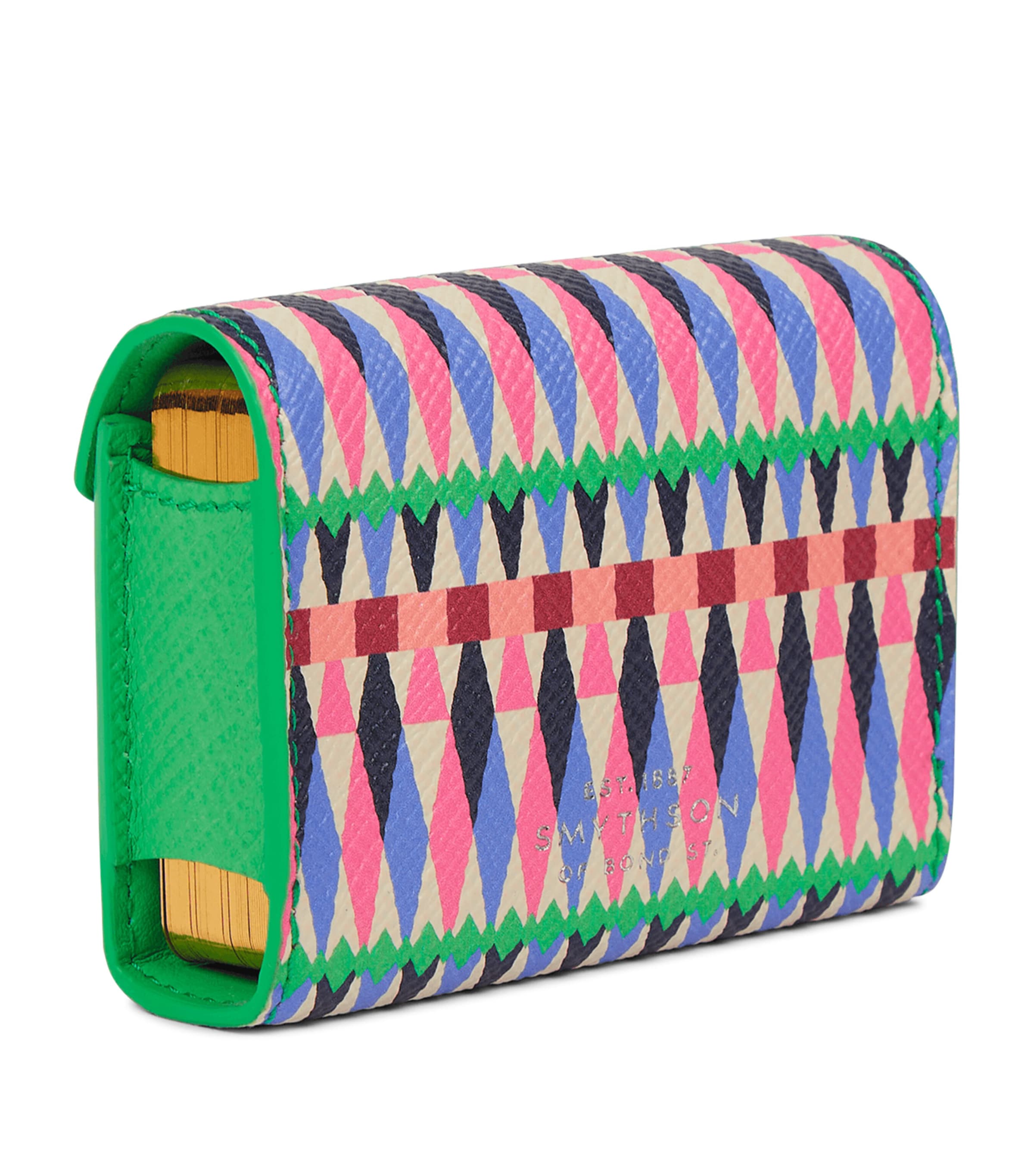 Smythson Leather Harlequin Panama Playing Card Case Flamingo Mix Image 3