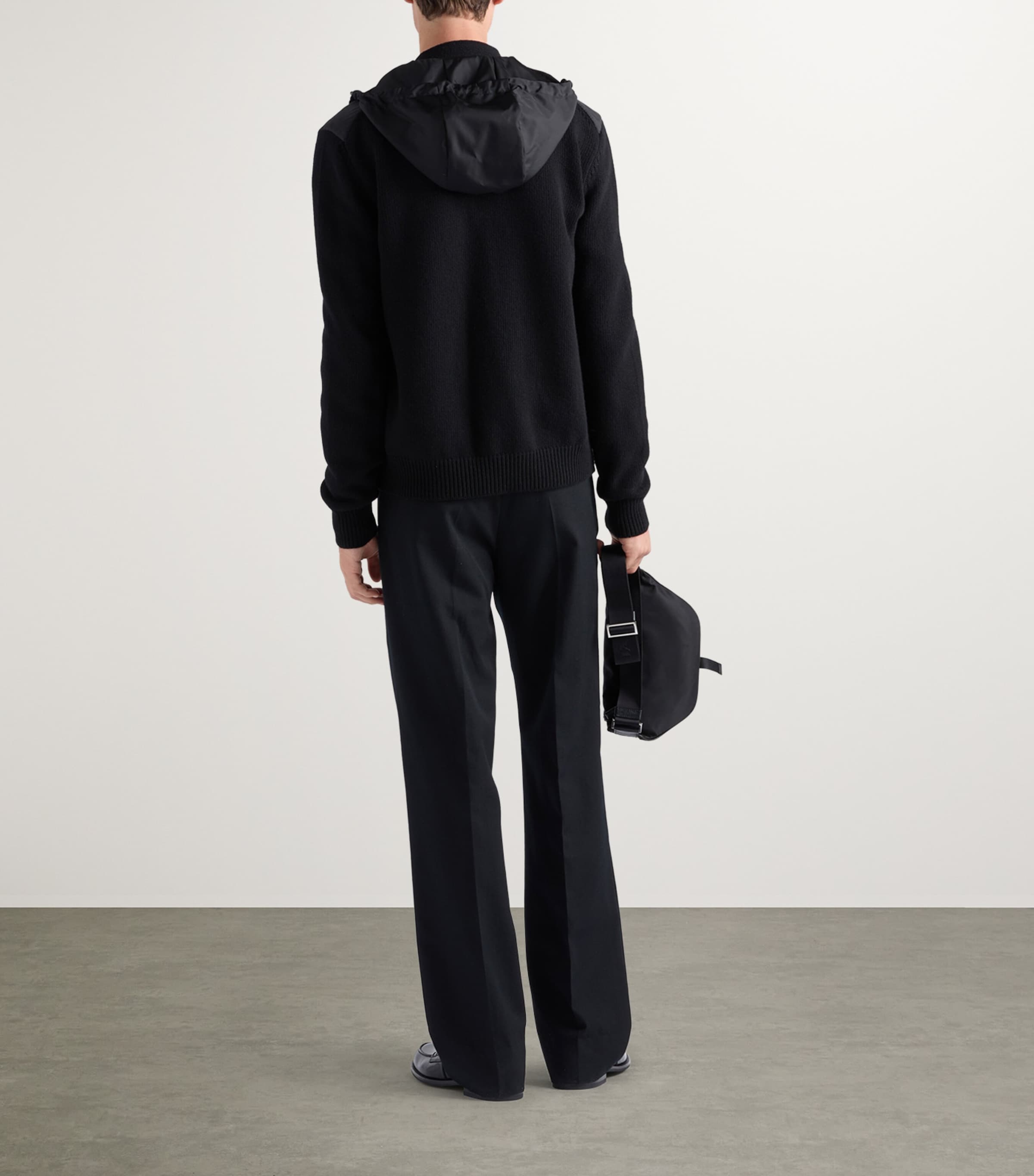 Wool-Cashmere-Sleeve Zip-Up Hoodie F0002 Image 4