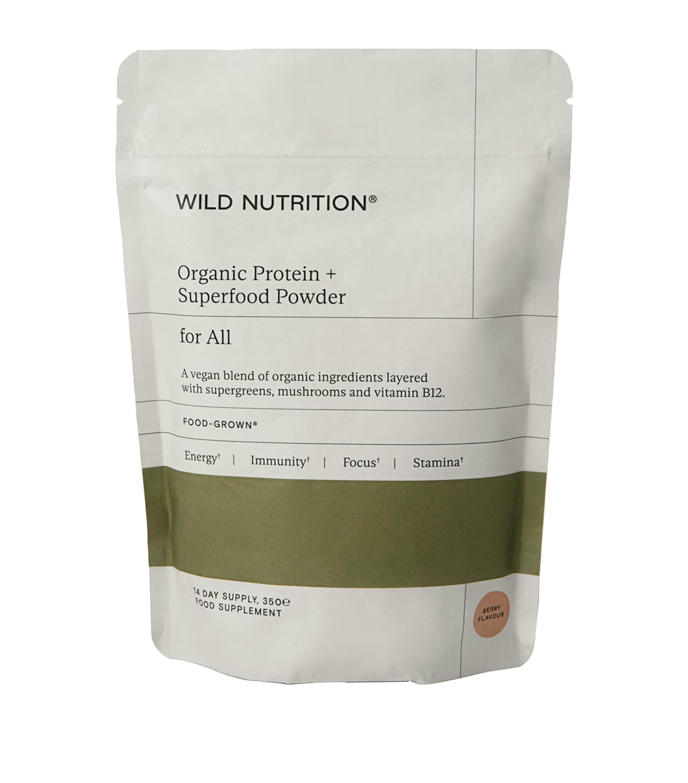 Food-Grown Organic Protein + Superfood Powder (370g) NO COLOUR Image 1