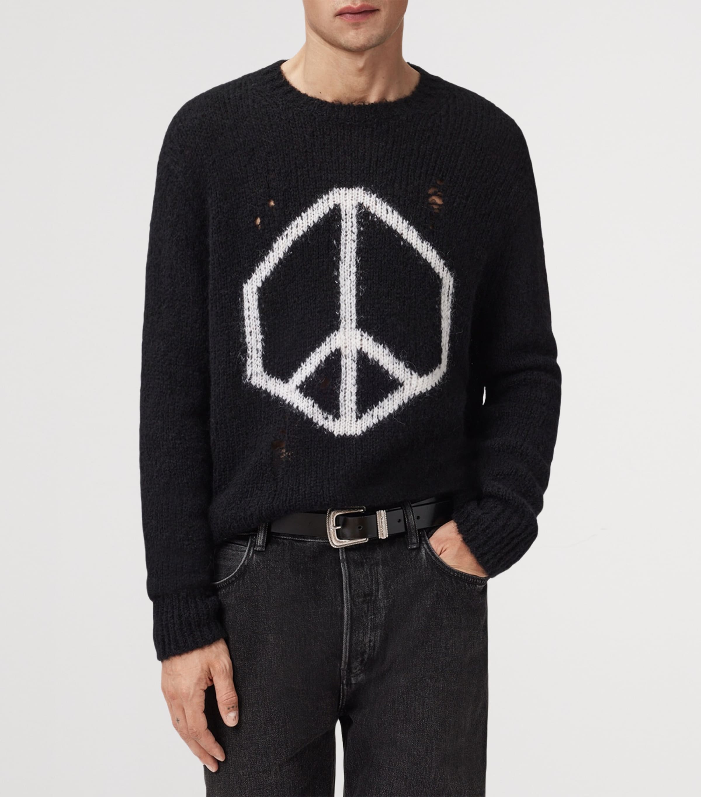 Distressed Message Sweater BLACK Image 4