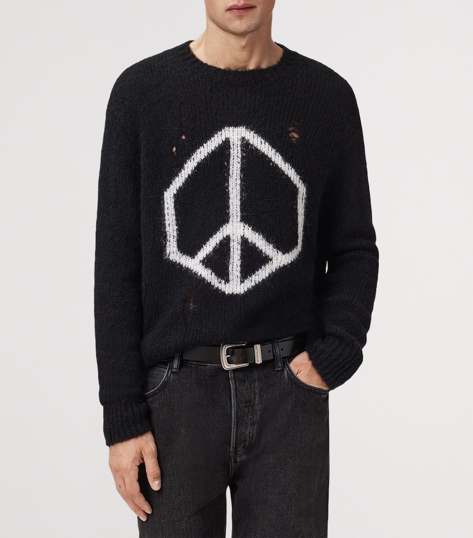 Distressed Message Sweater BLACK Image 4