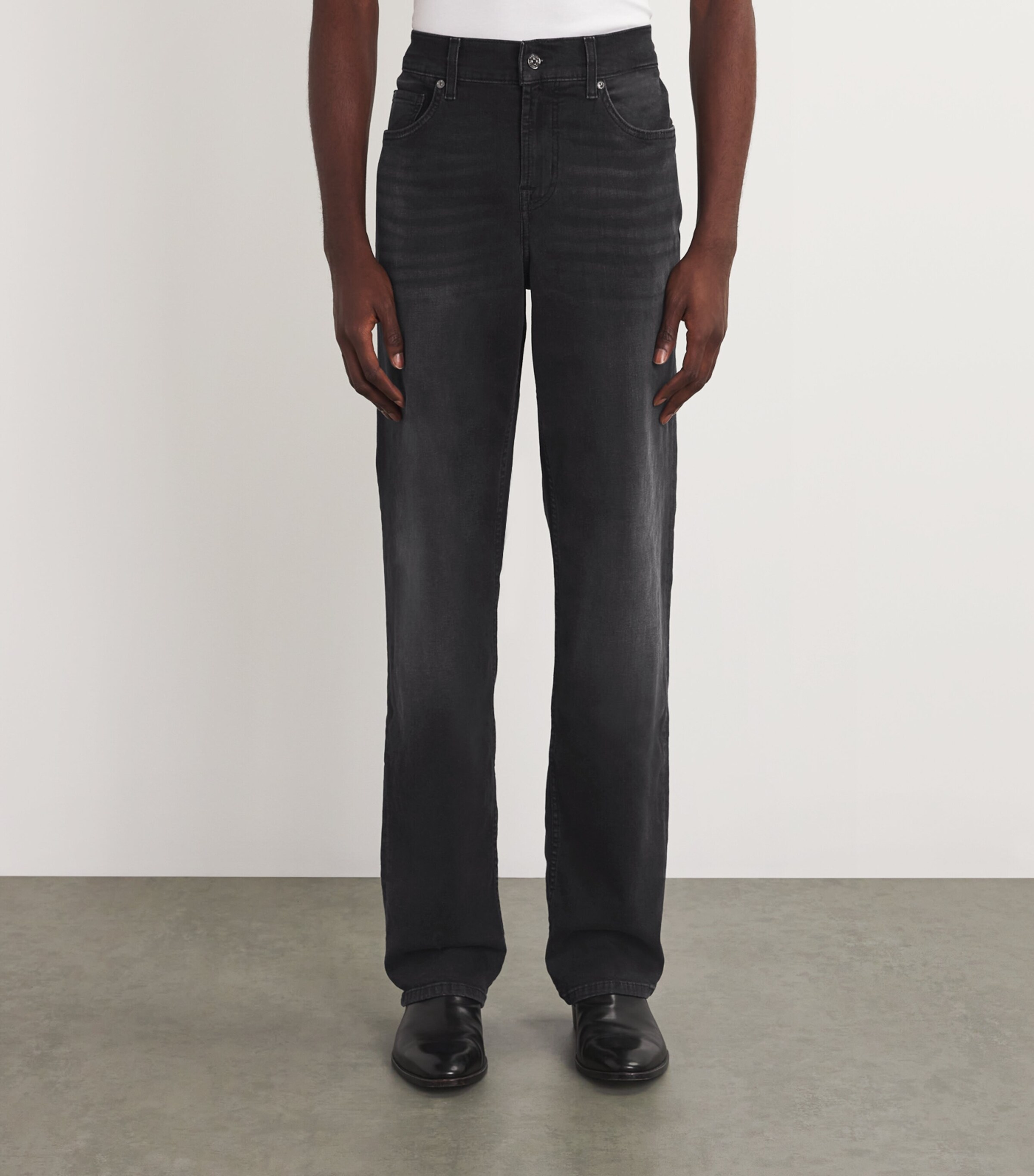 7 For All Mankind Mens Austyn Straight Jeans Black Image 3
