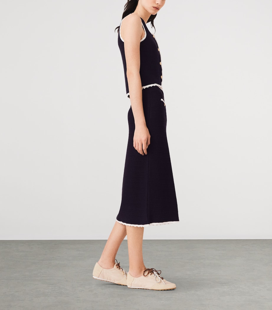 Maje Womens Knitted Midi Skirt Navy Image 3