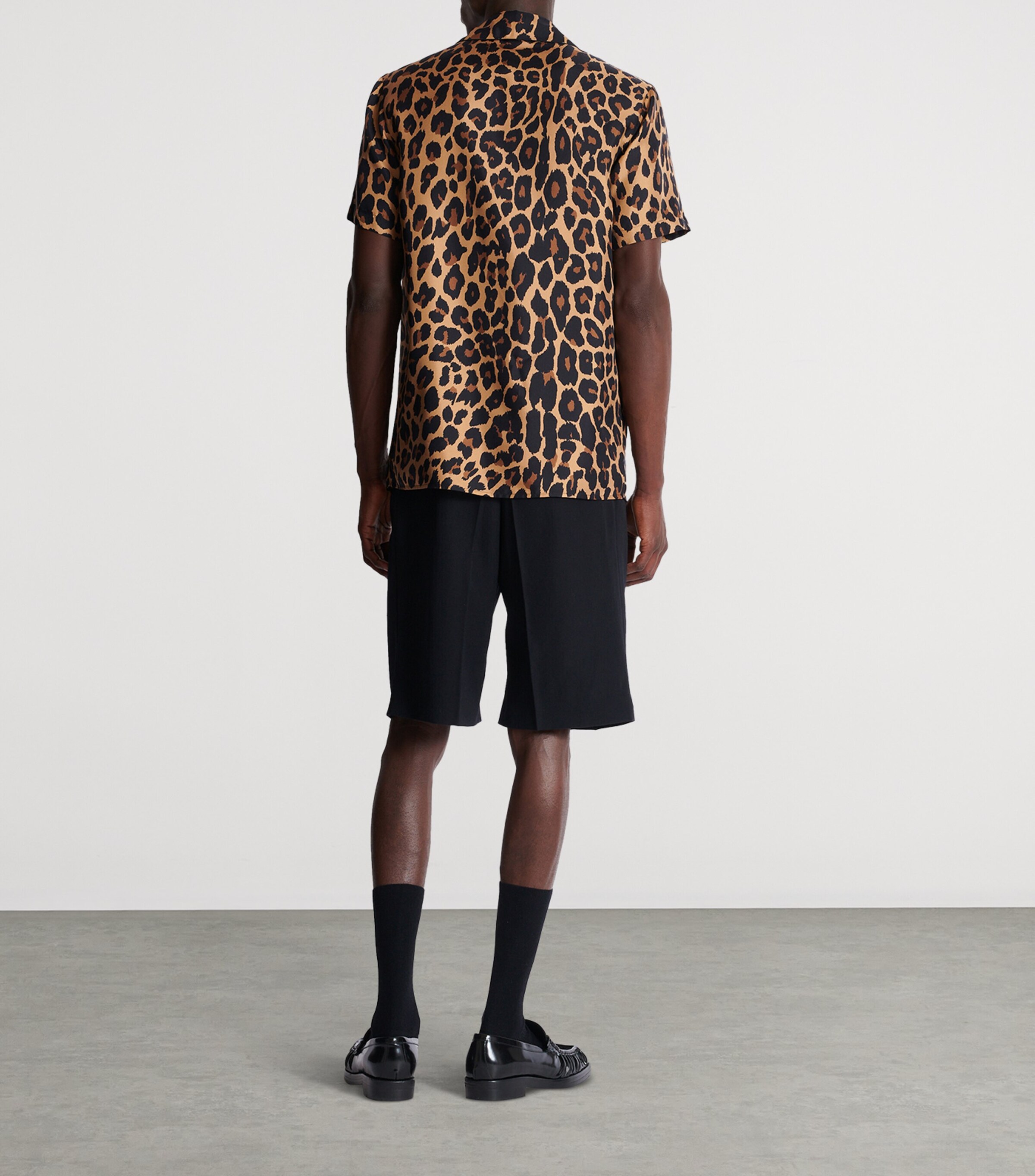 Balmain Mens Silk Leopard Print Shirt Gba Beige/noir Image 6