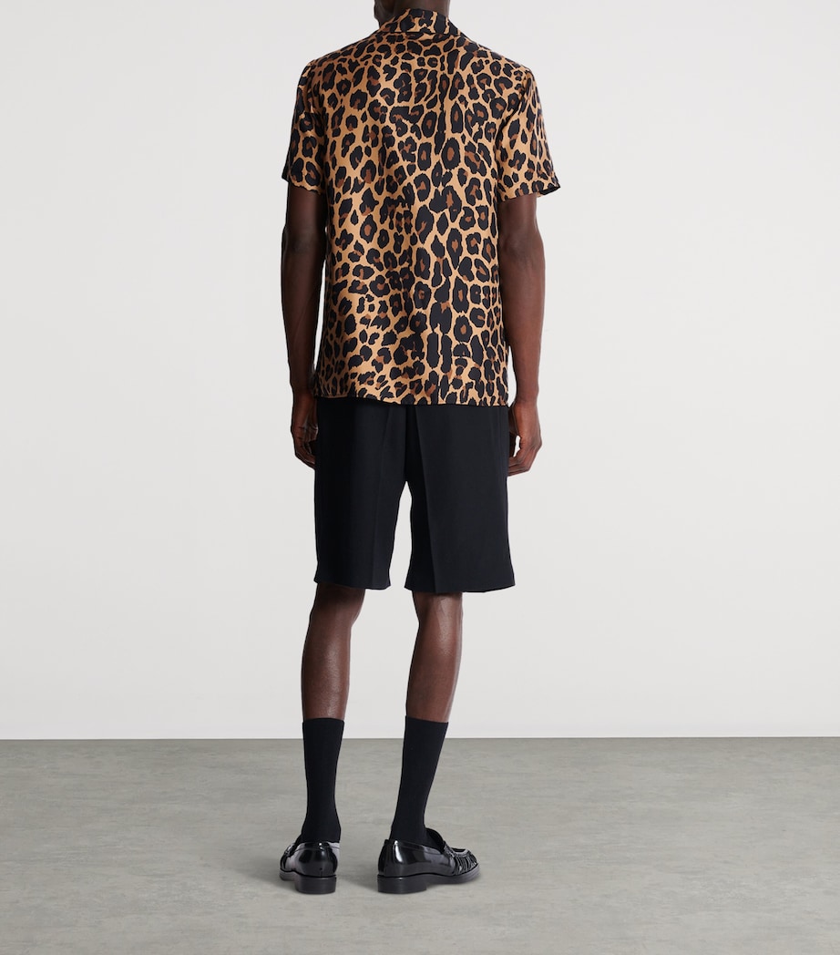 Balmain Mens Silk Leopard Print Shirt Gba Beige/noir Image 6