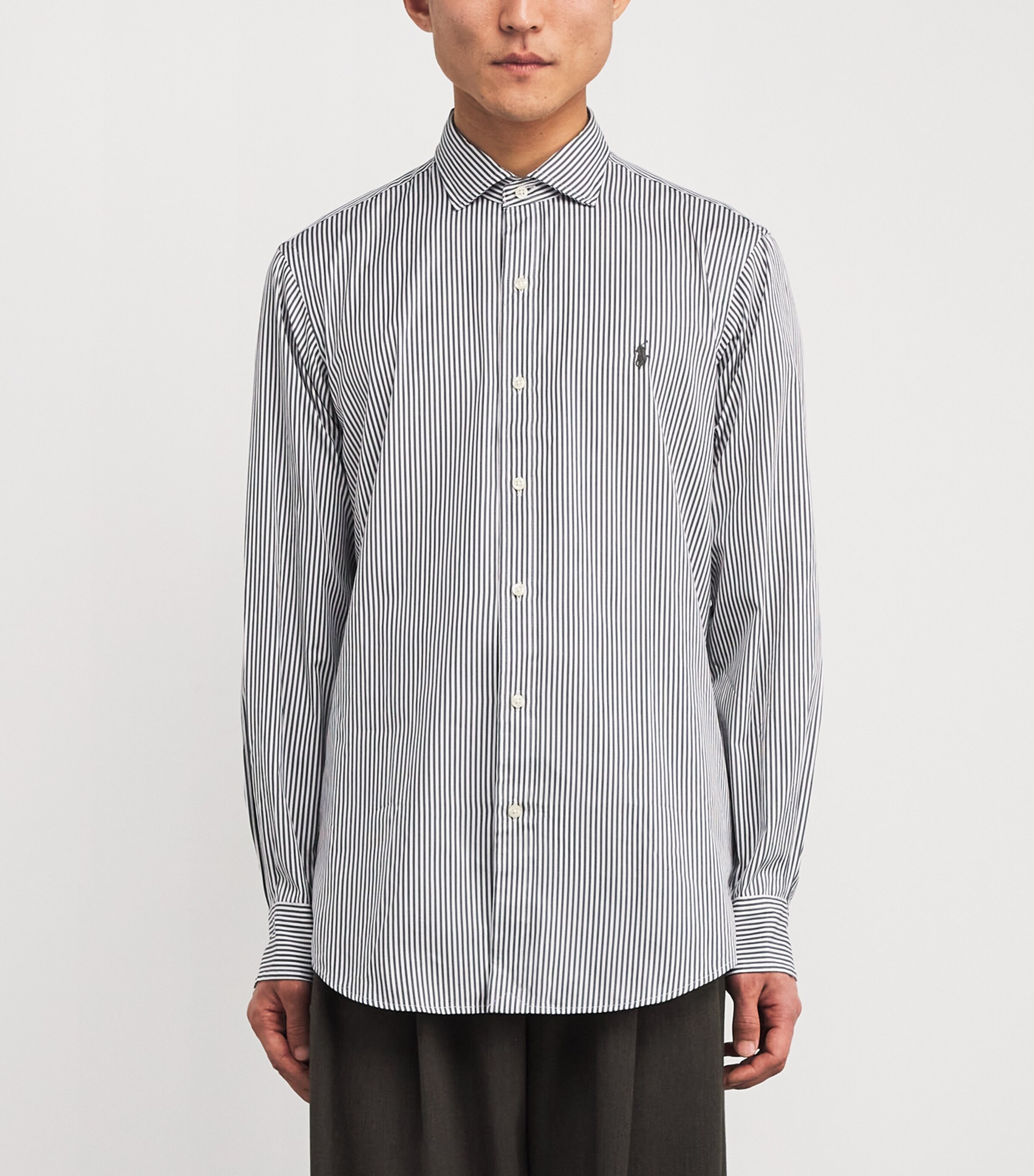 Cotton Poplin Custom Fit Stripe Shirt DARK METAL Image 3