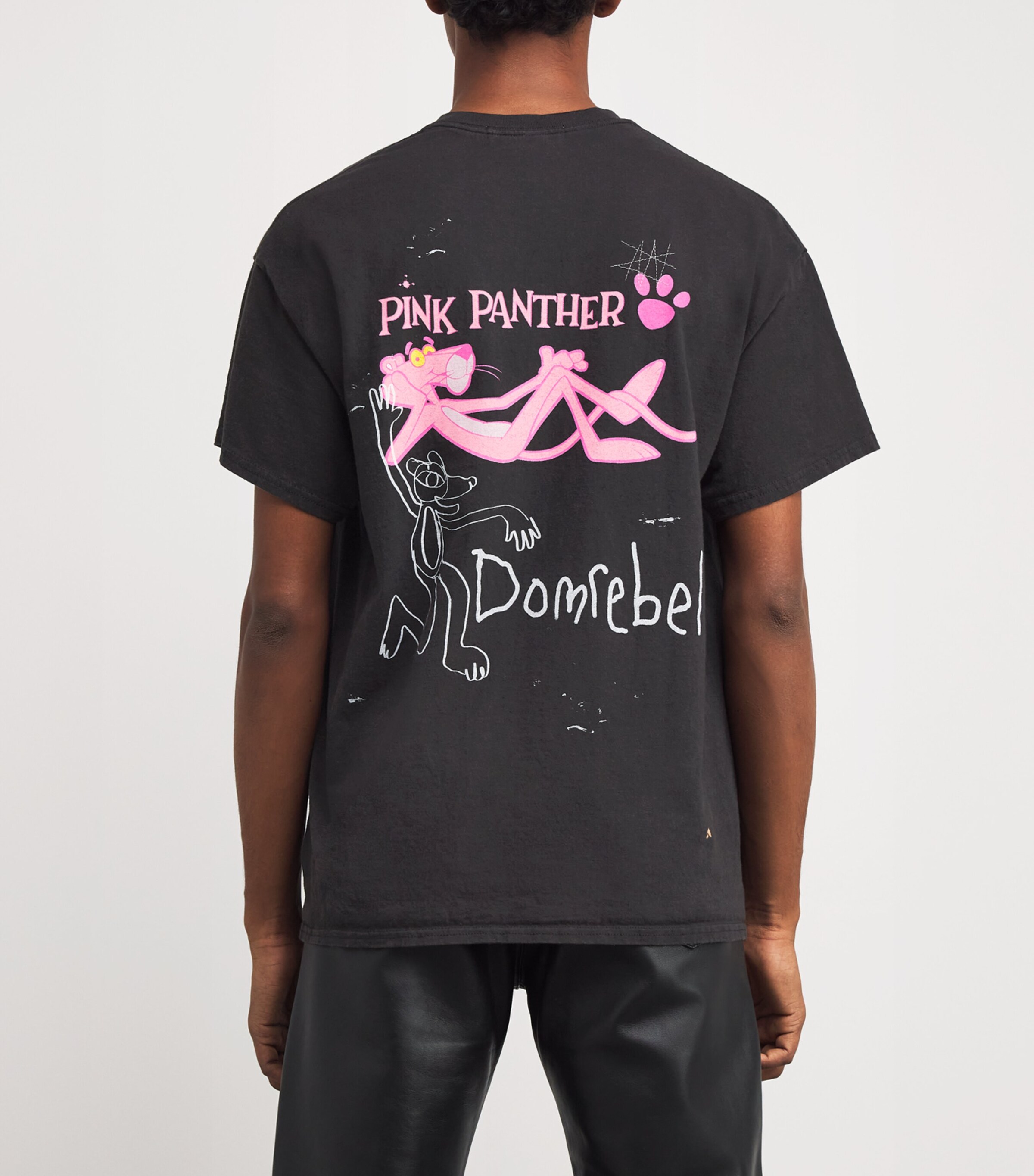 DOMREBEL Mens Cotton Pink Panther T-Shirt Black Image 4
