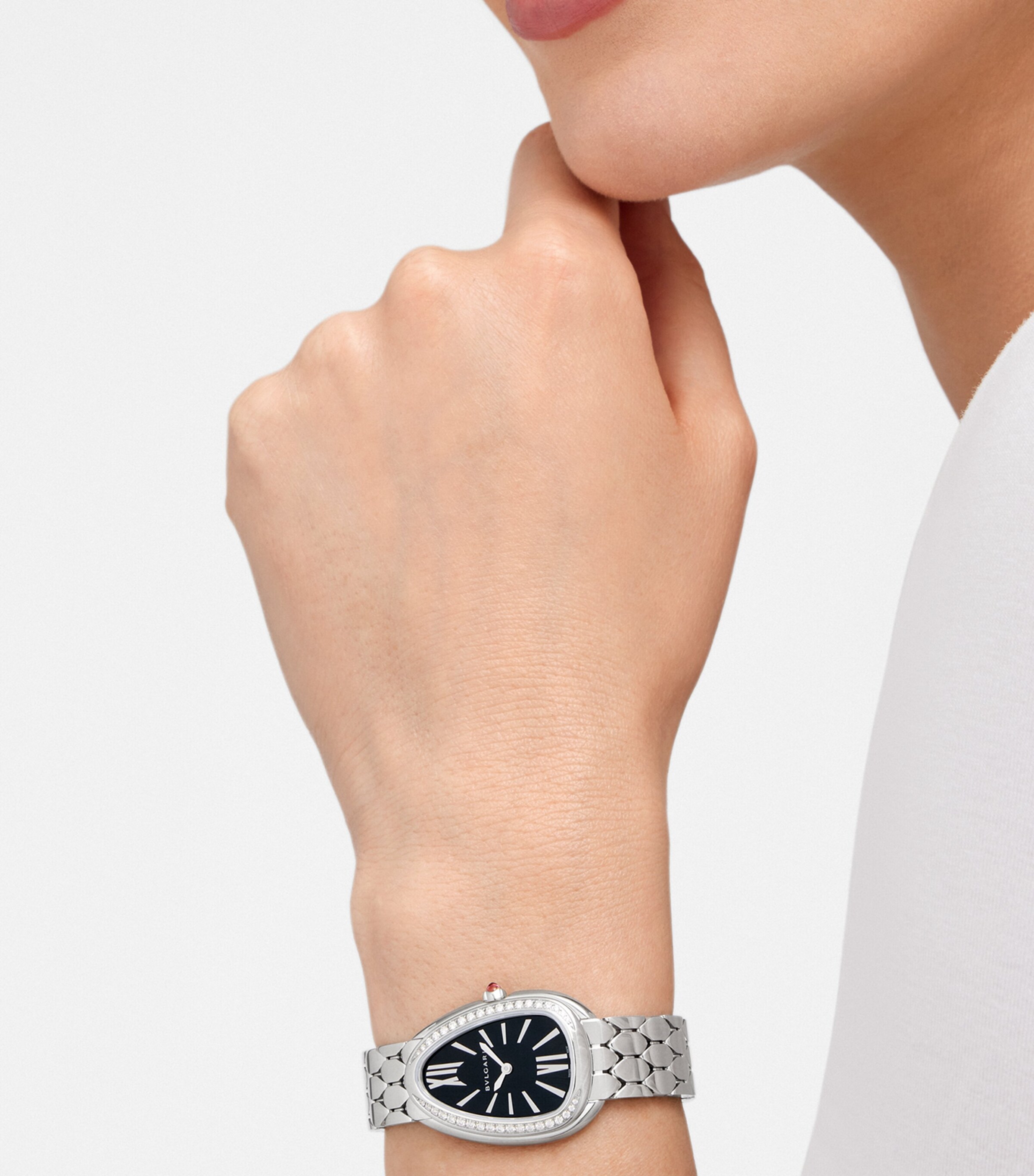Bvlgari Stainless Steel and Diamond Serpenti Seduttori Watch 33mm Black Image 6
