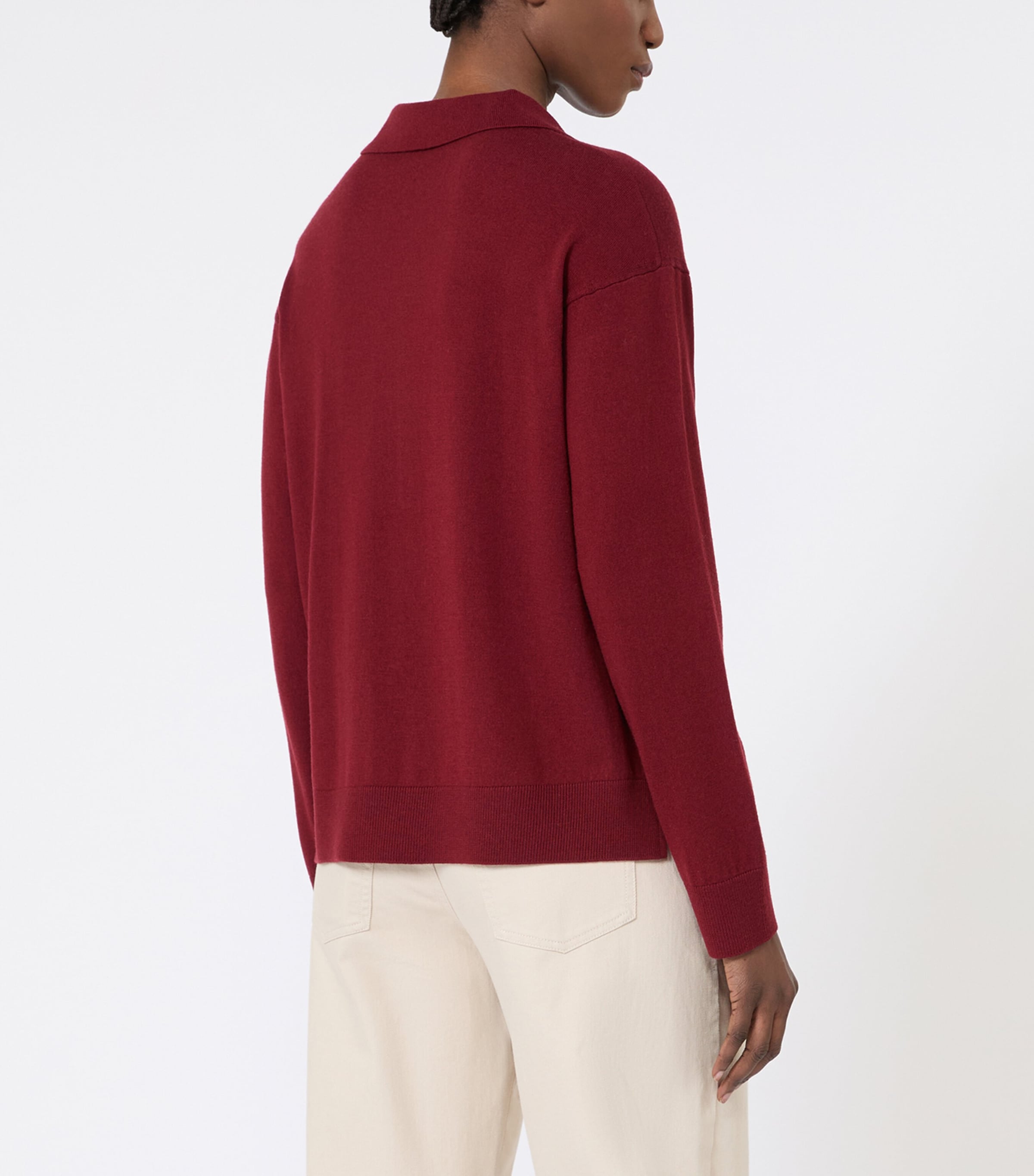 Max Mara Womens Wool Polo-Collar Sweater Raspberry Image 3