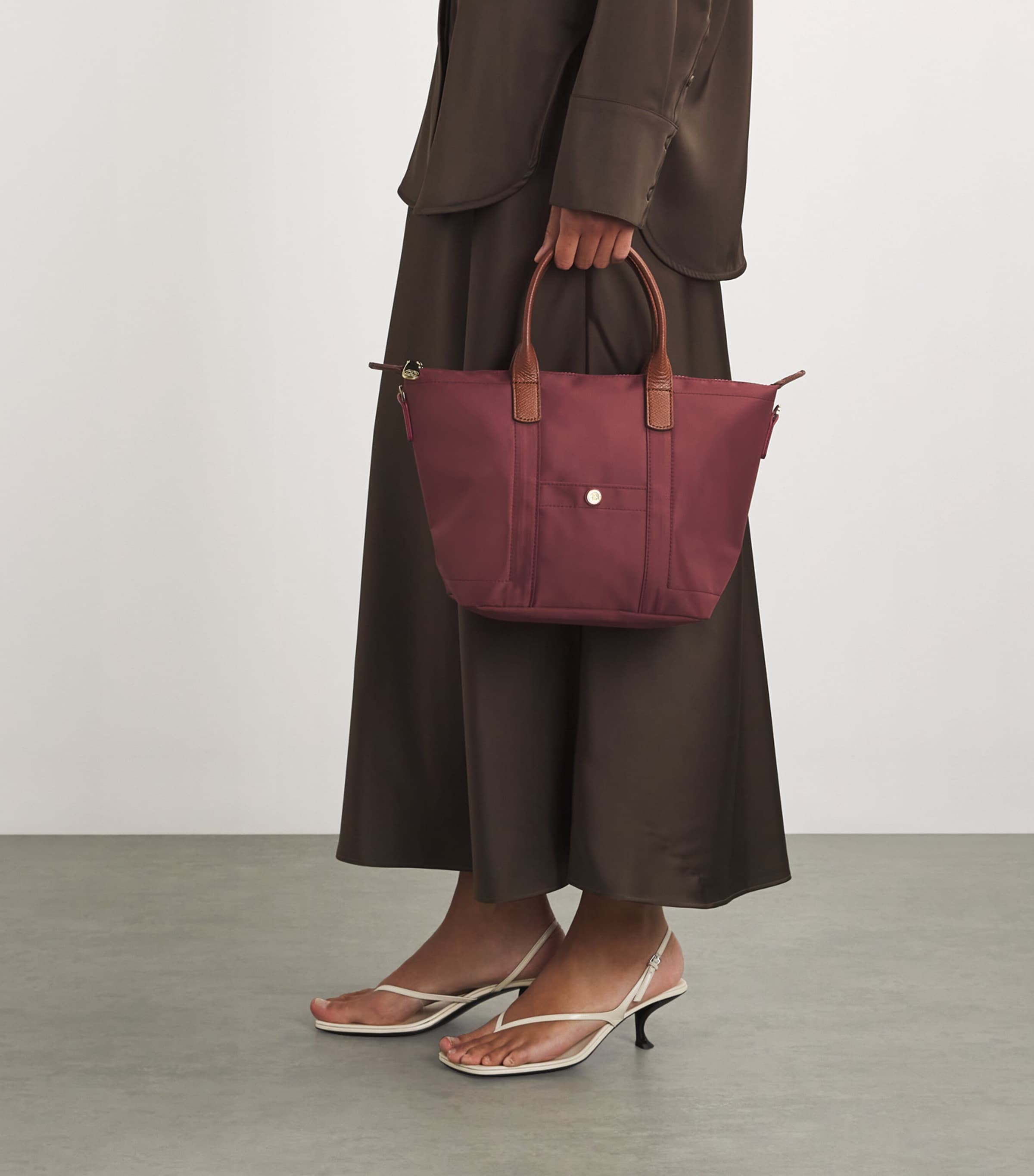 Harrods Grab Nylon Tote Bag Oxblood Image 2
