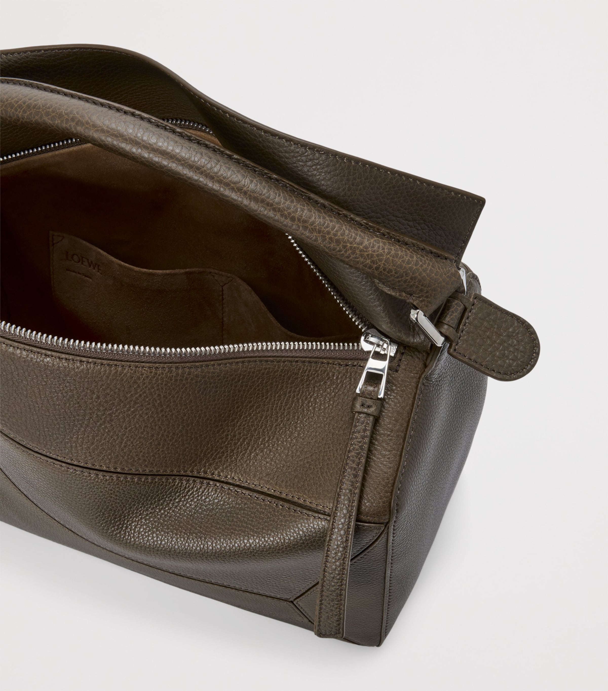 Large Leather Puzzle Edge Top-Handle Bag TUNDRA Image 6