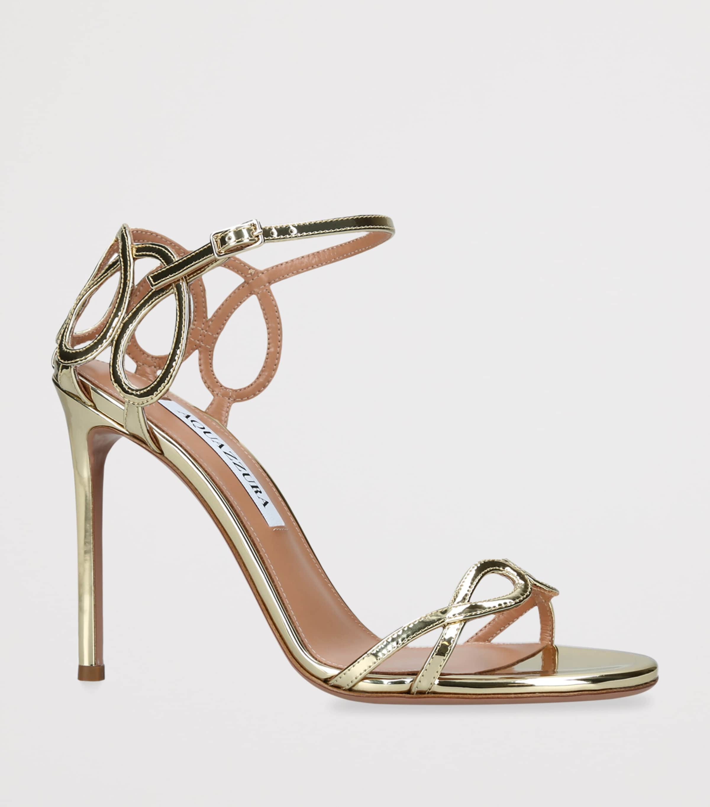 Aquazzura Metallic Leather Hula Heeled Sandals 105 Gold Image 3
