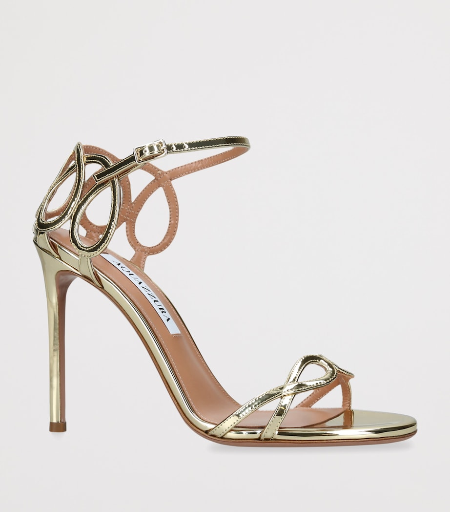 Aquazzura Metallic Leather Hula Heeled Sandals 105 Gold Image 3