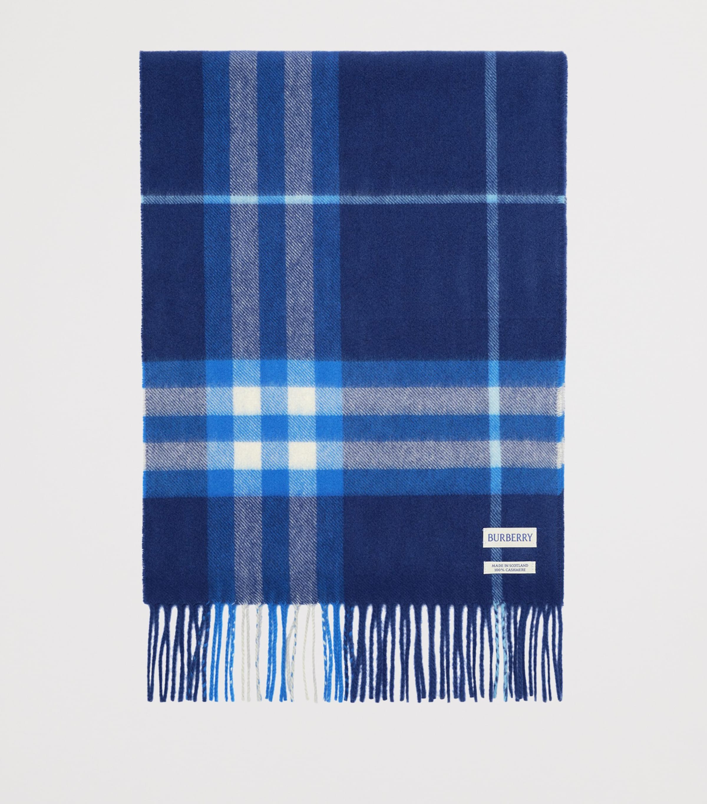 Burberry Cashmere Check Scarf Torrent Blue Image 2