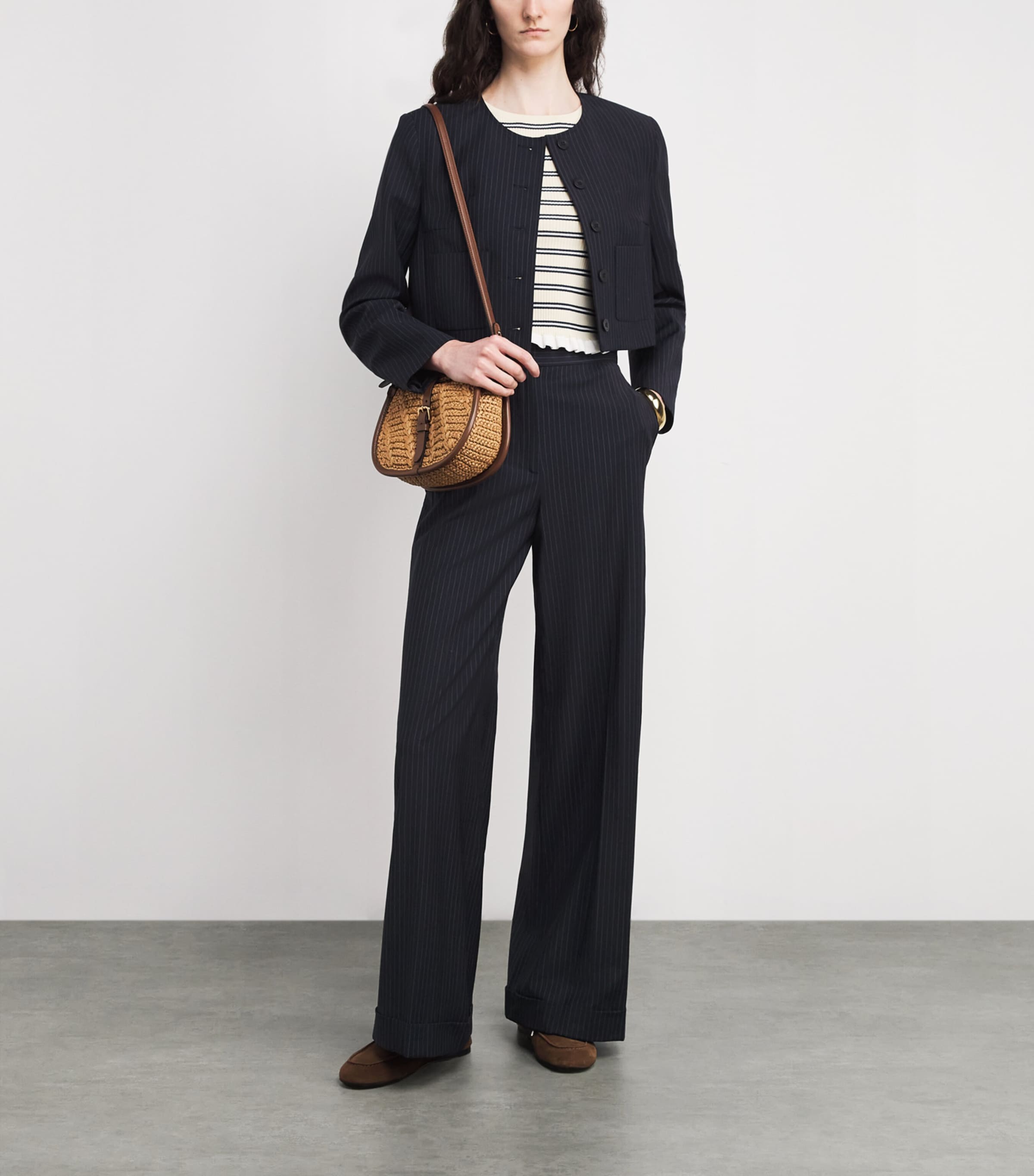 Wool-Blend Stripe Blazer DUAL-COLOR Image 2
