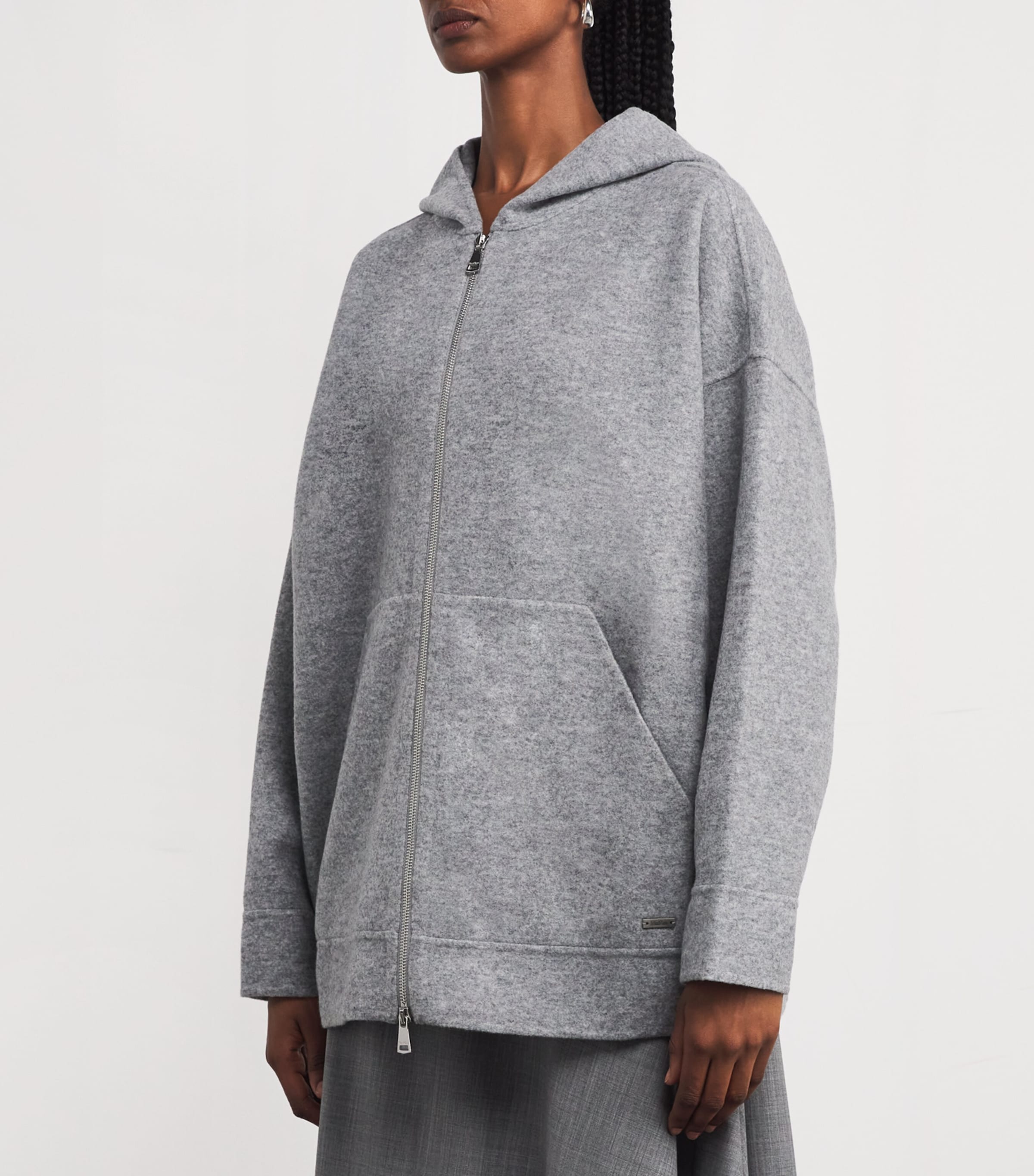 Wool-Blend Zip-Up Hoodie MEDIUM GREY Image 3