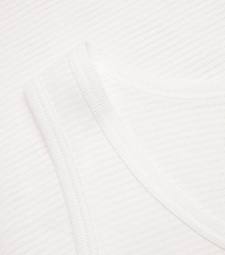 Sunspel Mens Cotton Mesh Cellular Vest Whaa White Image 5