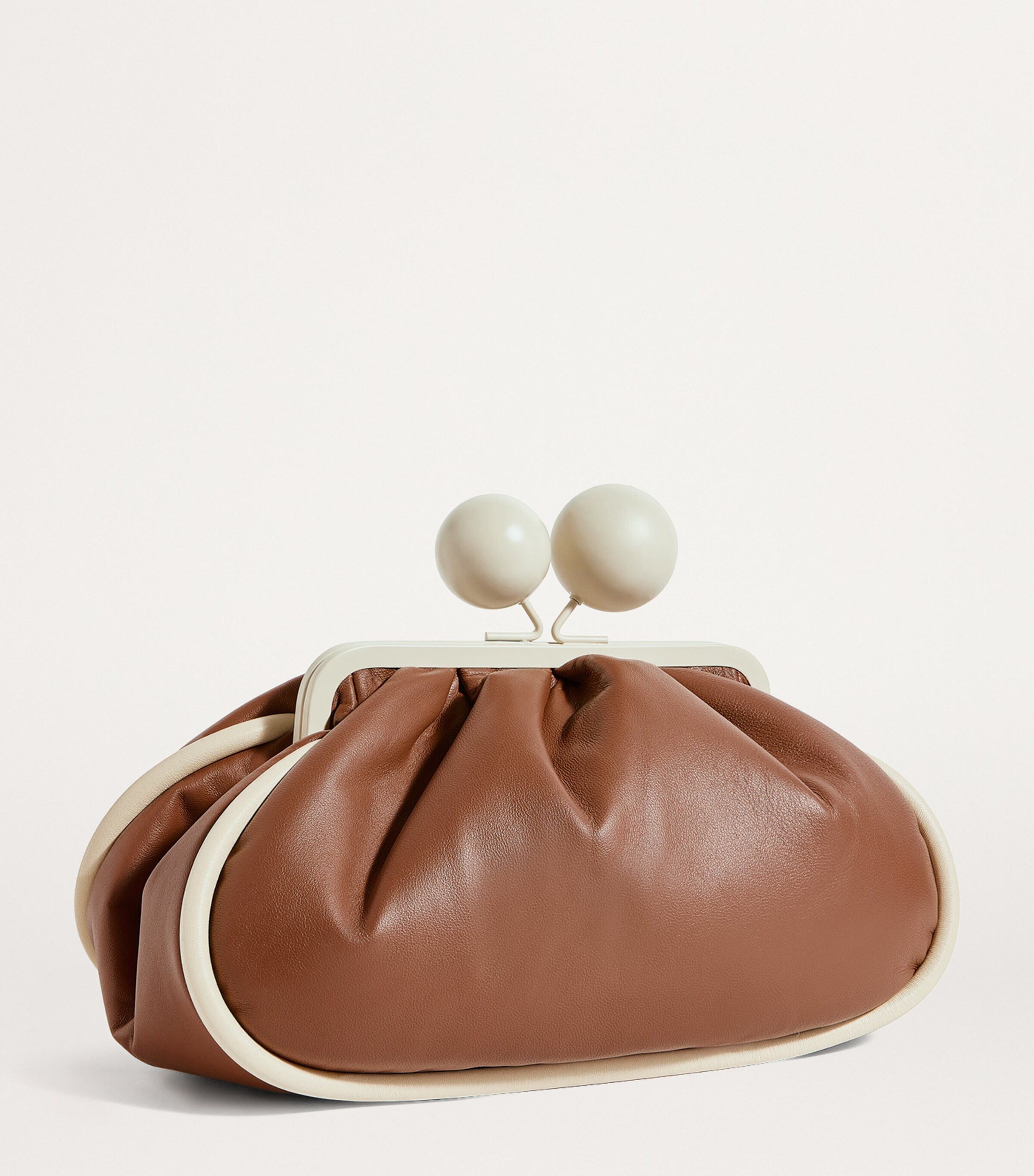 Weekend Max Mara Brown Medium Leather Pasticcino Clutch Bag