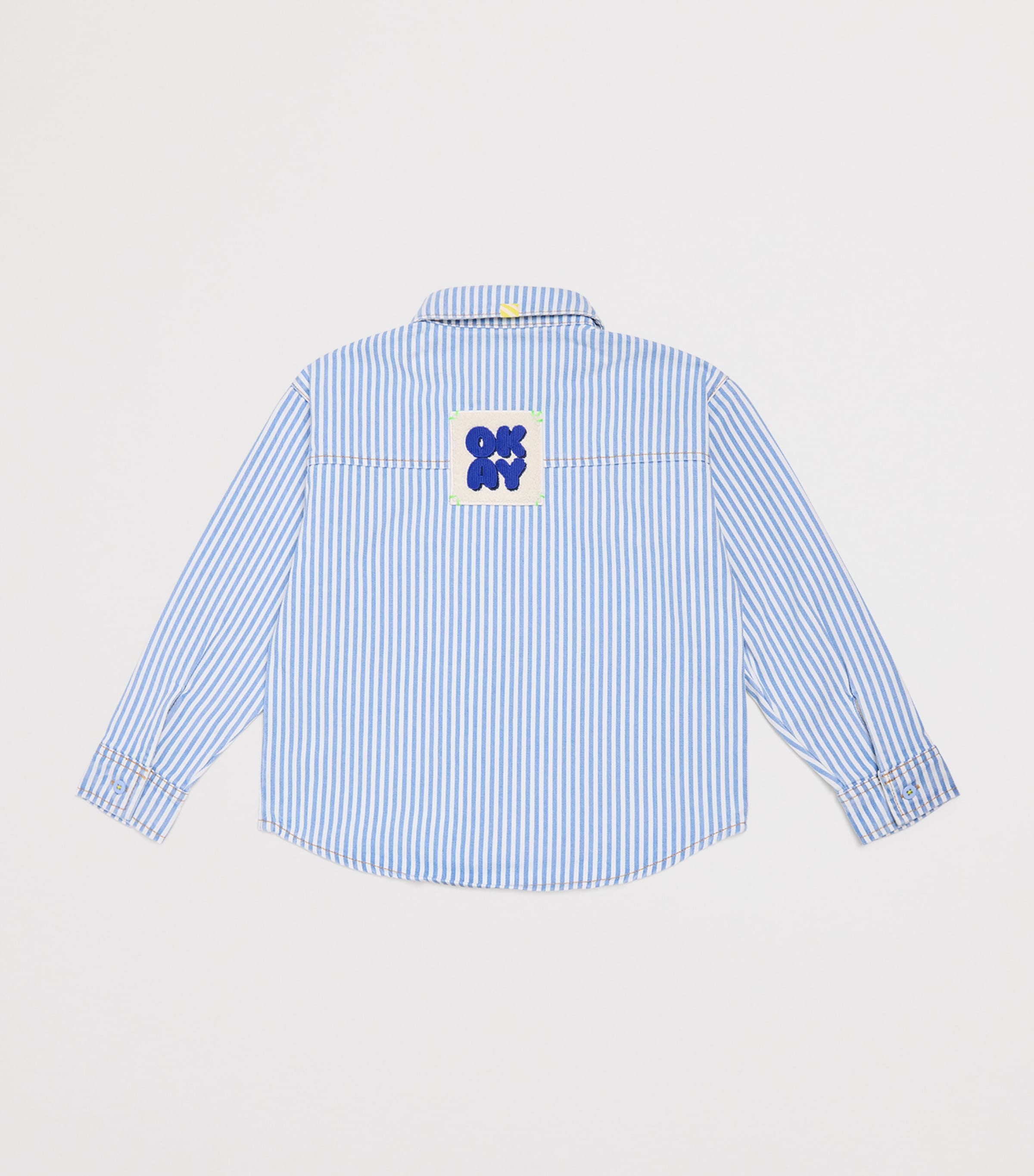 Cotton Stripe Shirt (2-6 Years) WHITE  BLUE Image 2