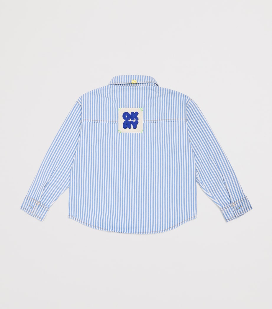 Cotton Stripe Shirt (2-6 Years) WHITE BLUE Image 2
