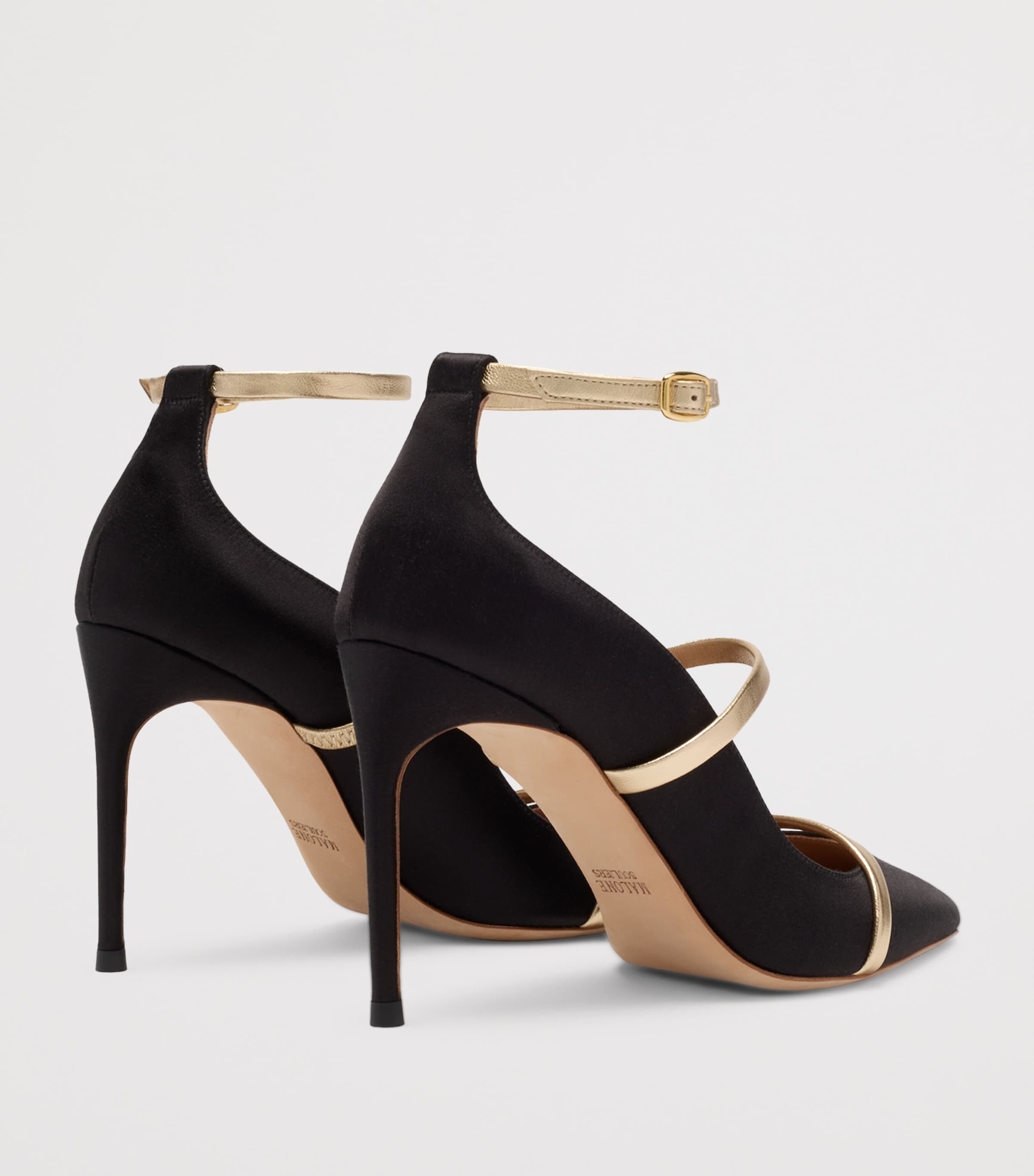 Malone Souliers Satin Diaz Heeled Pumps 90 Black Image 4