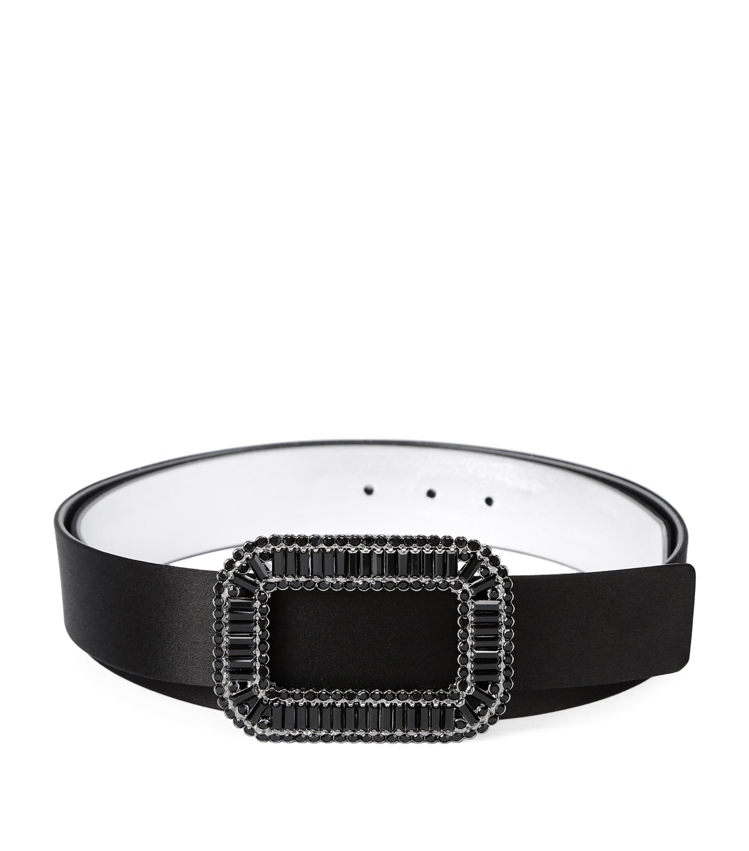 Roger Vivier Satin Pilgrim Belt In Black