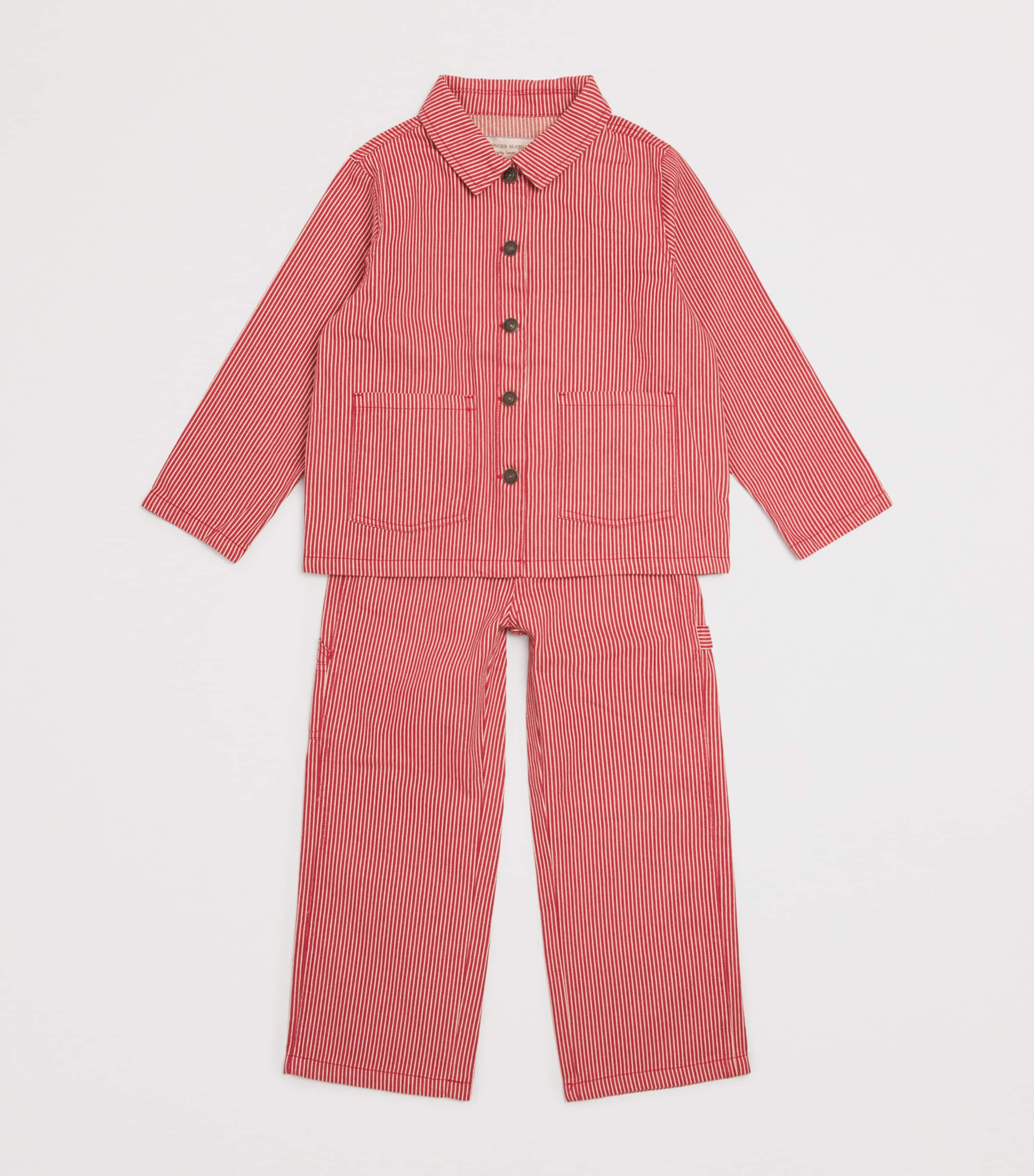 Organic Cotton Stripe Luc Overshirt (5-10 years) P25119 MILK ROUGE Image 3