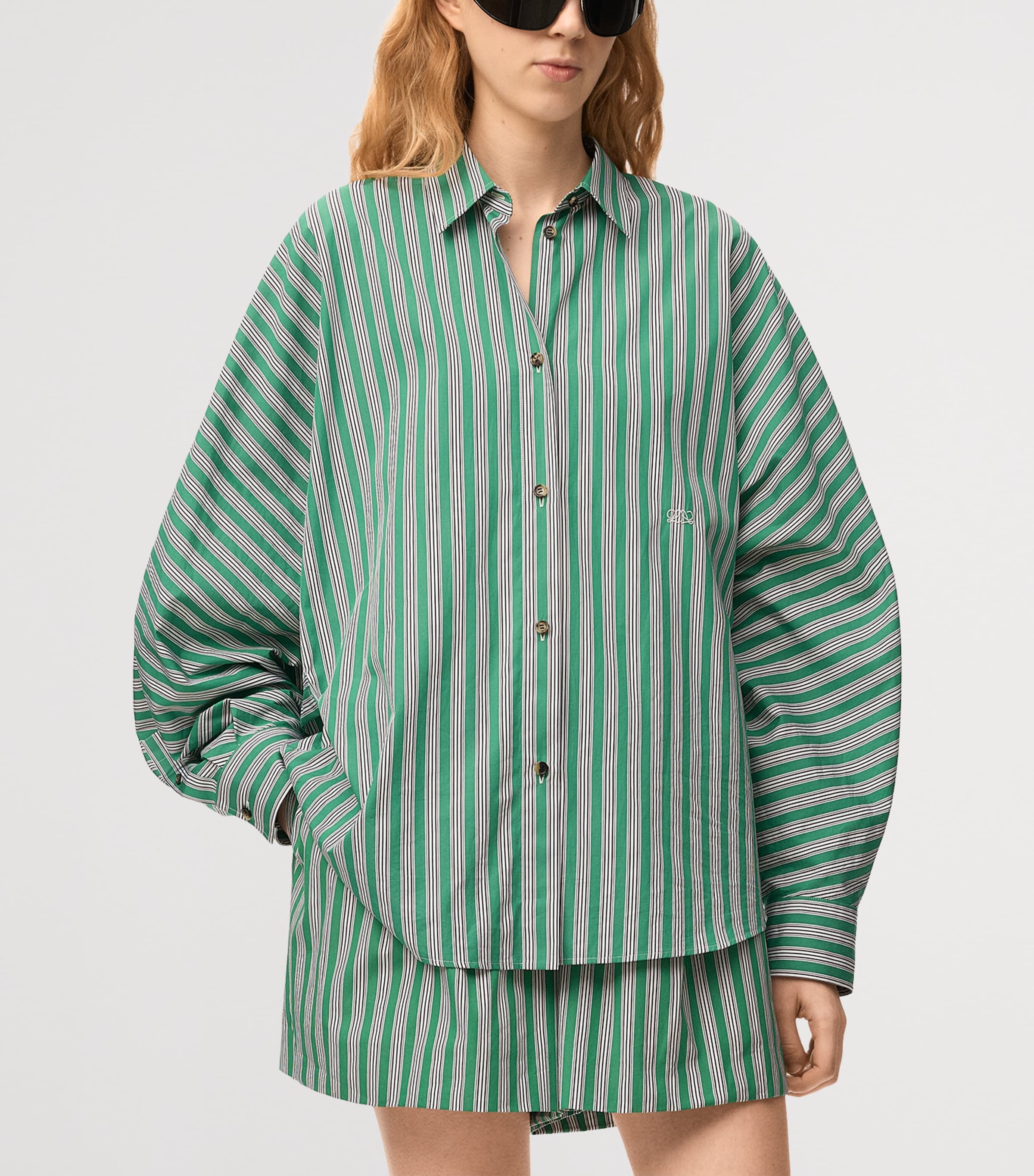 LOEWE Womens Oversized Stripe Shirt Green/white Image 3