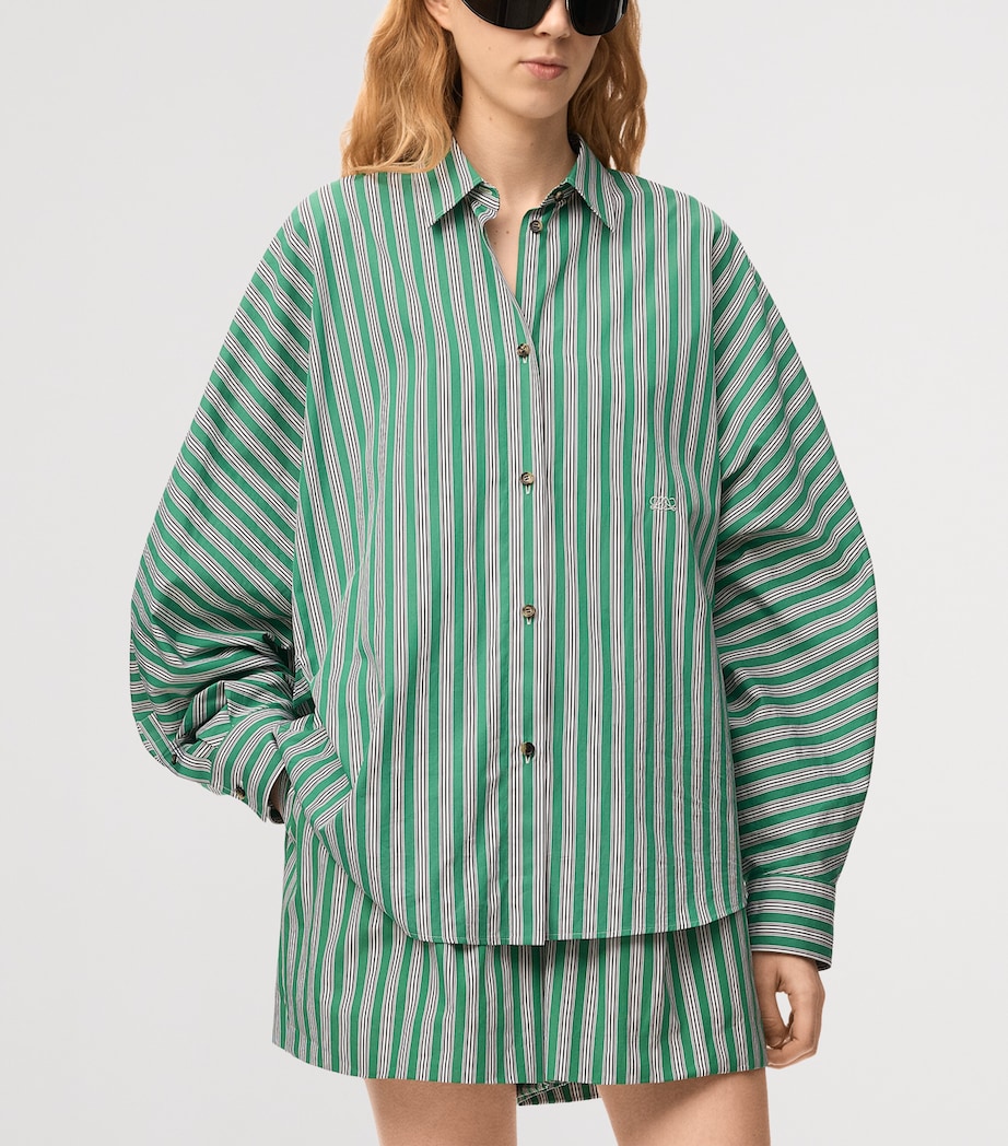 LOEWE Womens Oversized Stripe Shirt Green/white Image 3