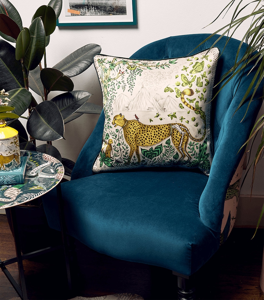 Emma J Shipley Silk-Cotton Cheetah Cushion (45cm x 45cm) Yellow Image 2