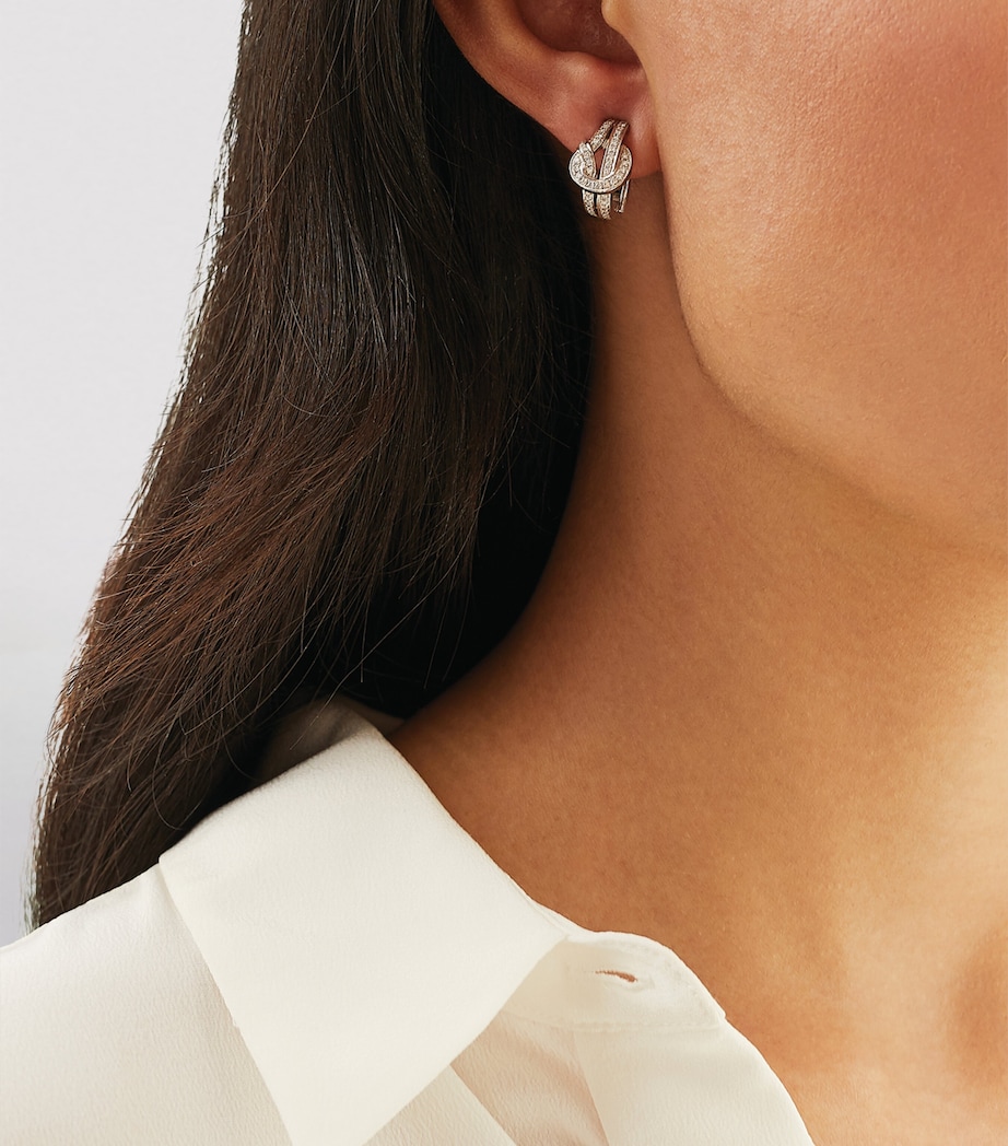White Gold and Diamond The Knot Earrings SILVER Image 2