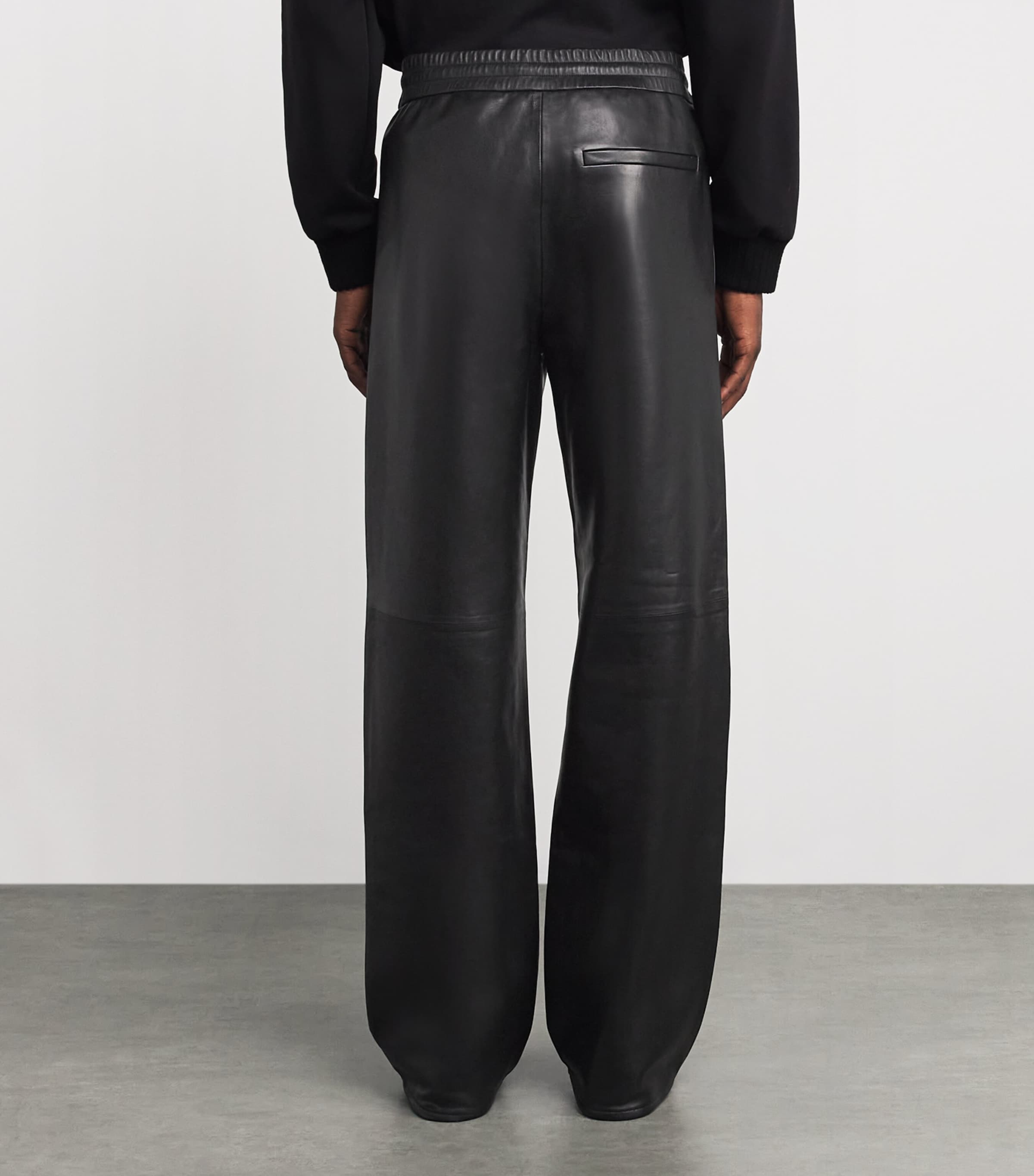 Leather Track Sweatpants BLACK Image 4