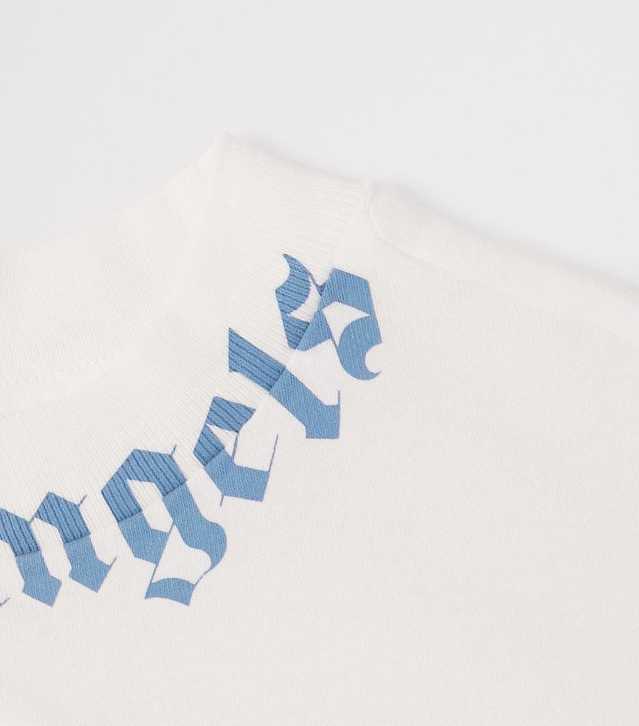 Cotton Neck Logo T-Shirt (4-12+ Years) 0340OFFW-LIGHT BLUE Image 3