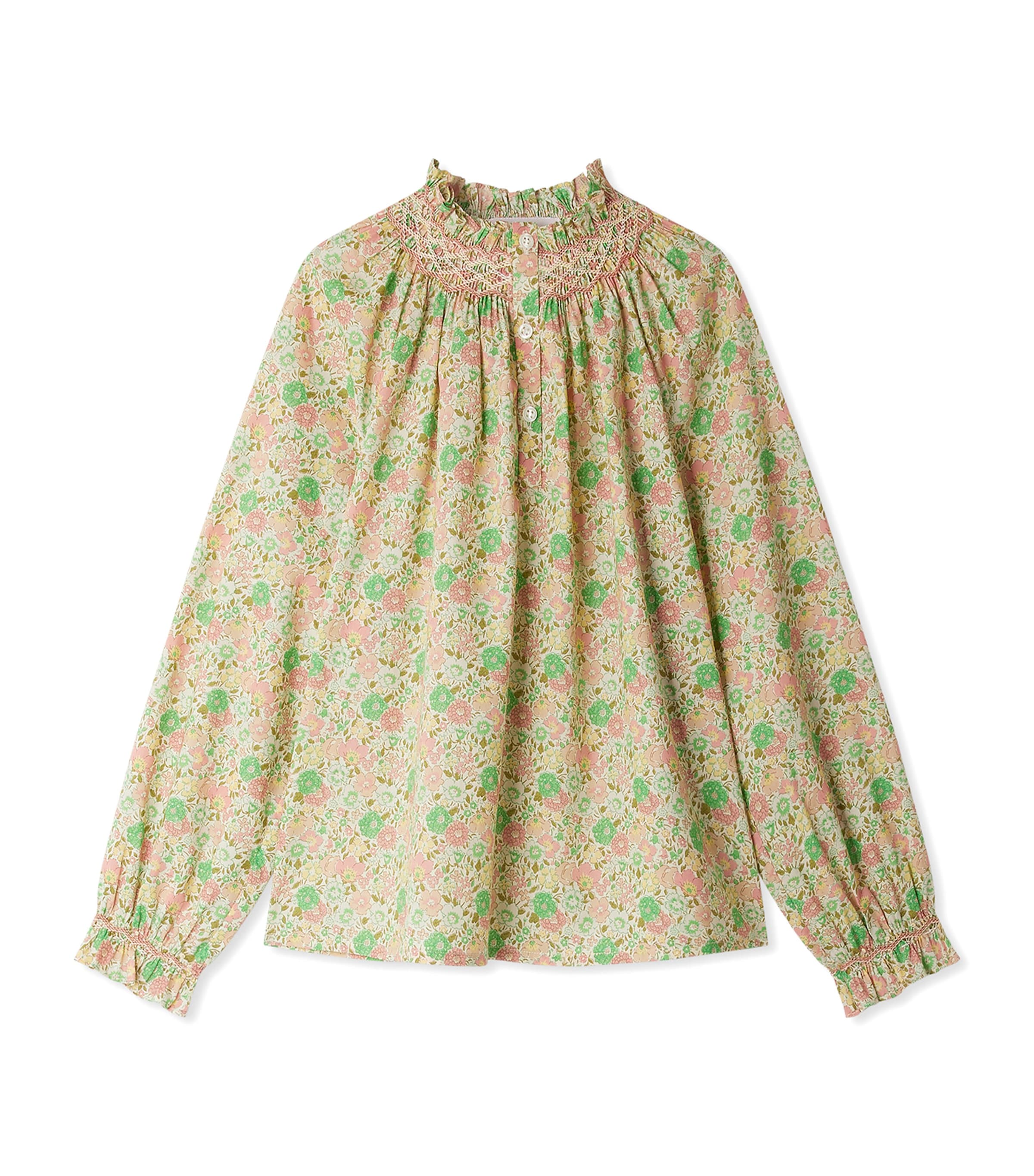 Bonpoint Floral-print Ruffled Blouse In Pink