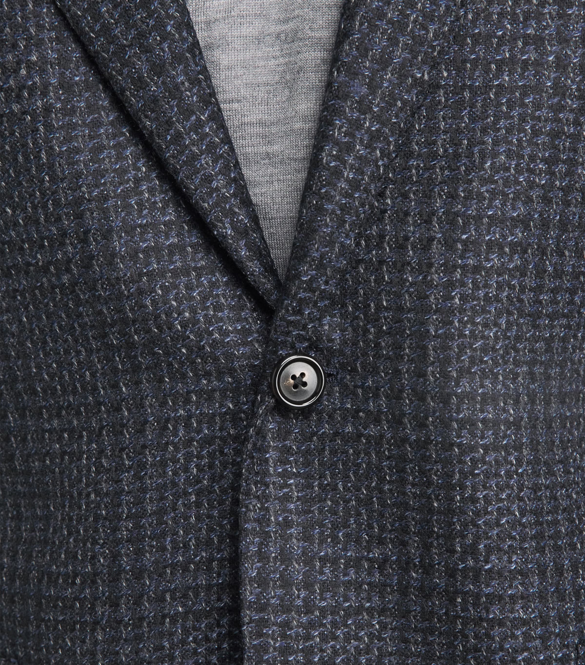 Corneliani Mens Wool Mouliné Check Blazer Navy Blue Image 3