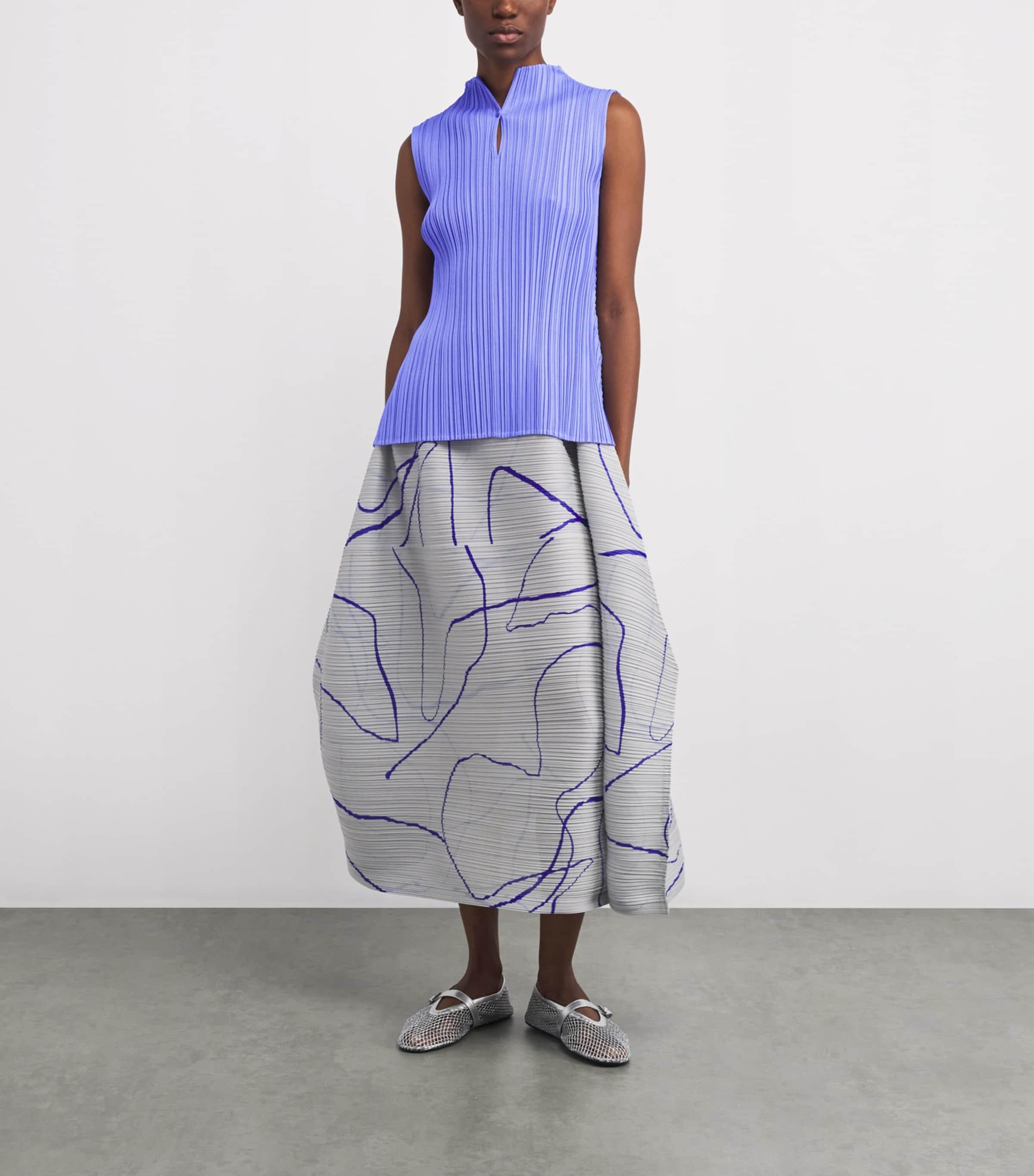 Pleats Please Issey Miyake Blue Mellow Pleats Top | Harrods US