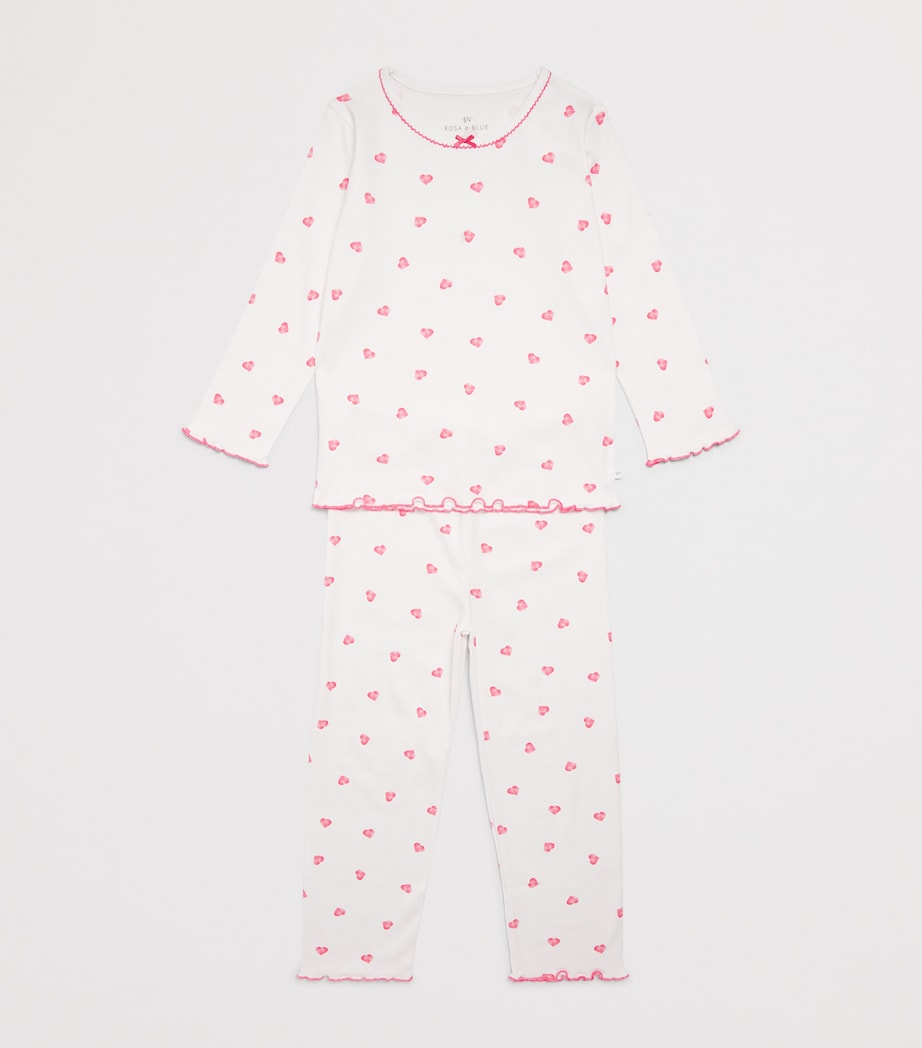 Rosa & Blue Bamboo-Organic Cotton Hearts Pyjama Set (5-6 Years) Heart Image 3