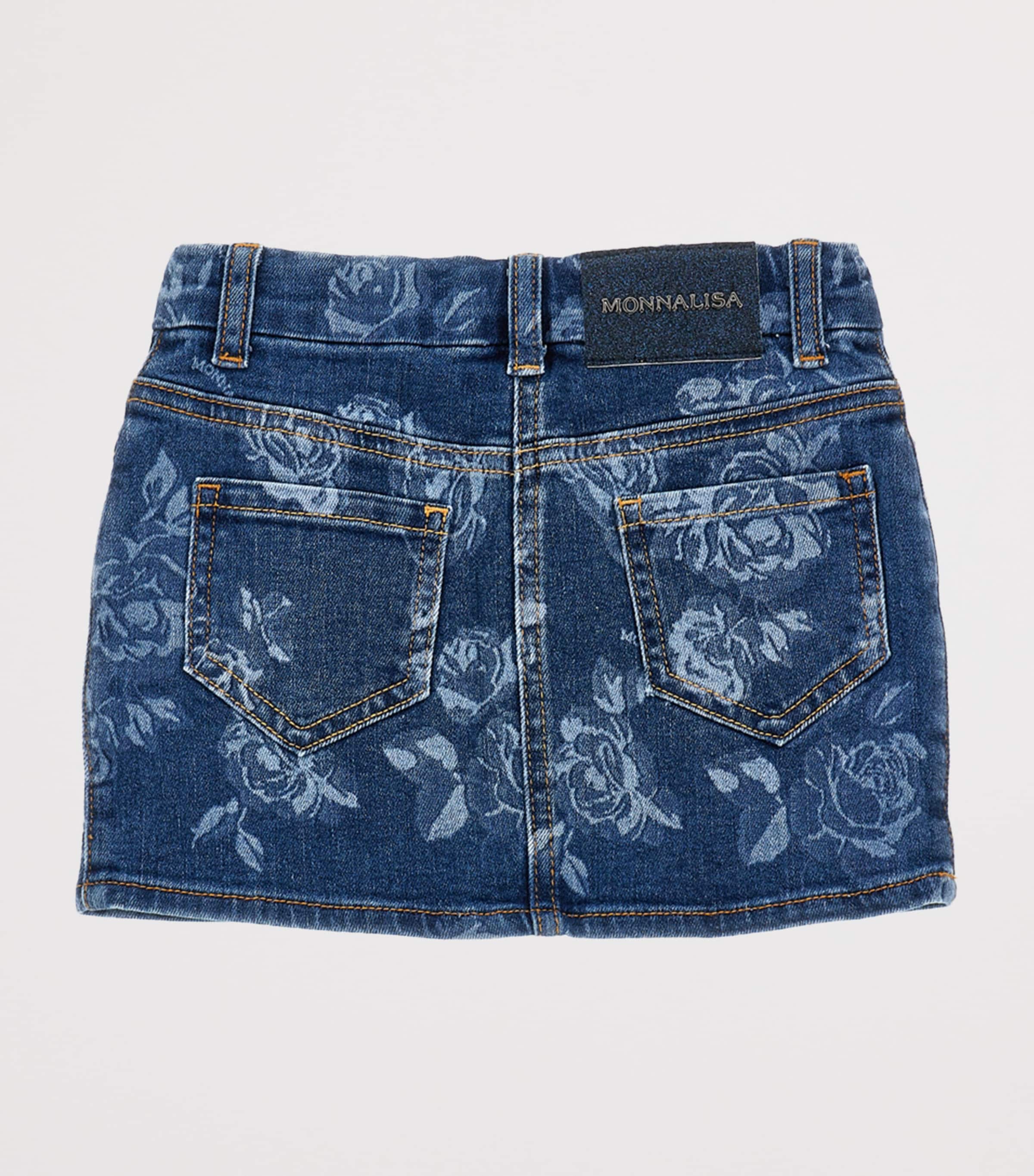Floral Denim Skirt (2-12 Years) DARK STONE DENIM Image 2
