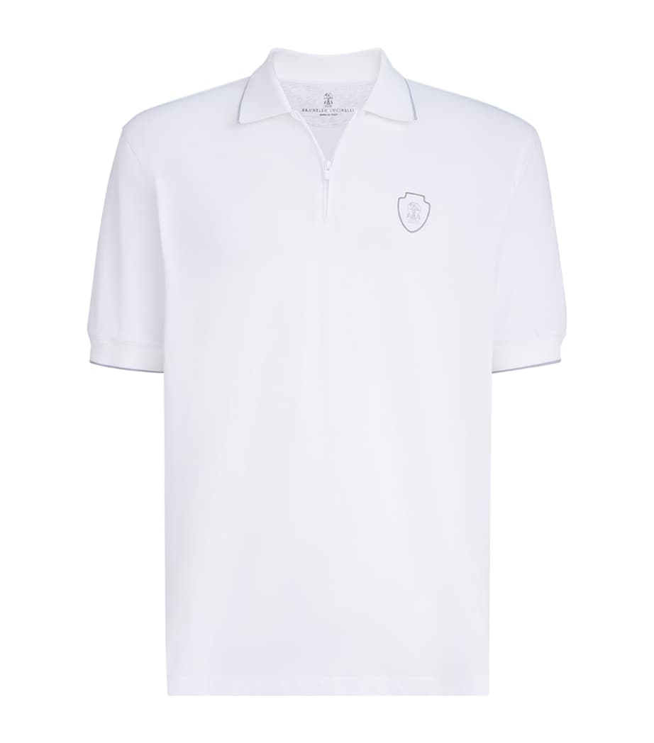 Brunello Cucinelli Mens Technical Crest Zip-Up Polo Shirt Image 1