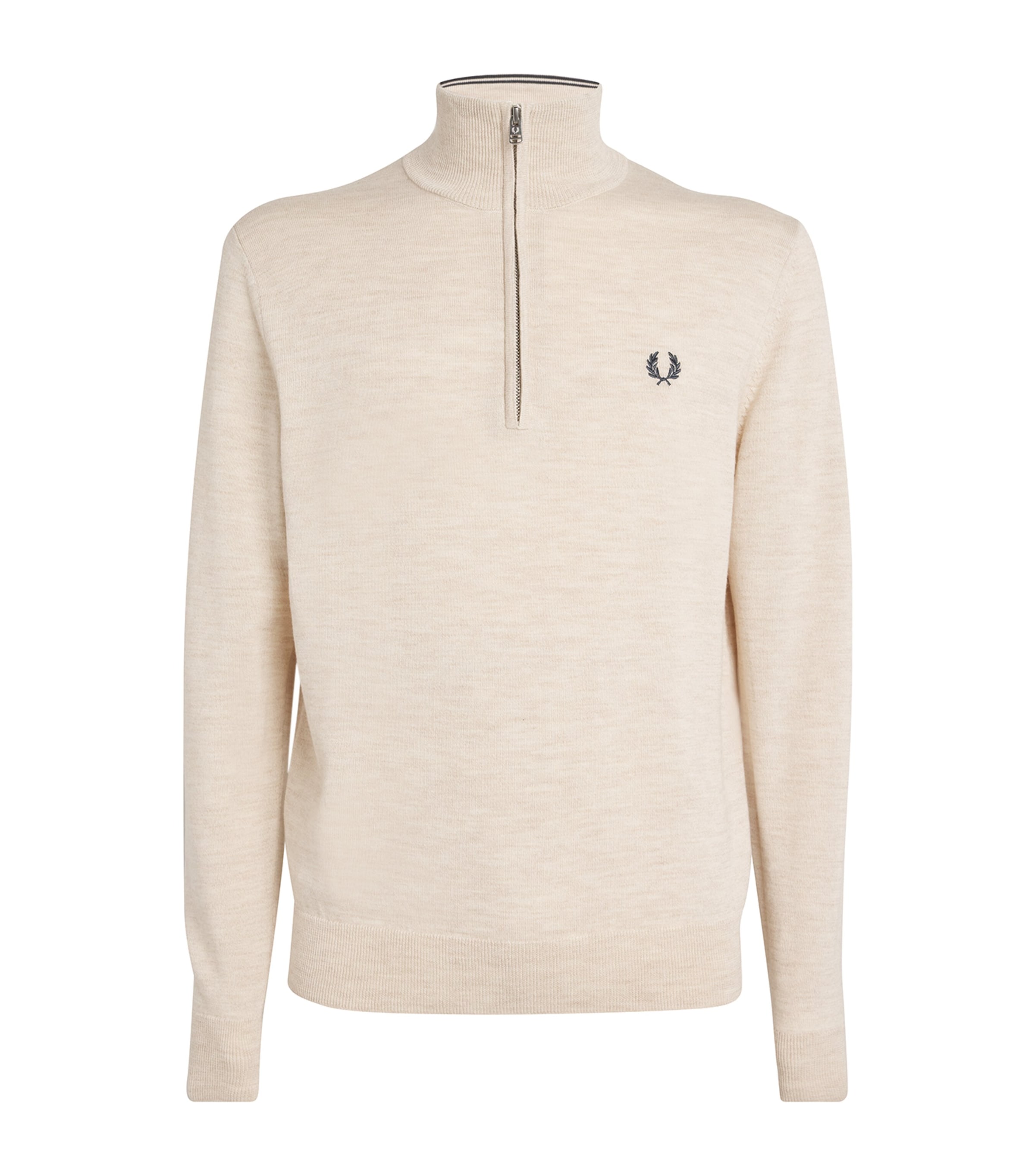 Fred Perry Merino-cotton Half-zip Sweater In Beige