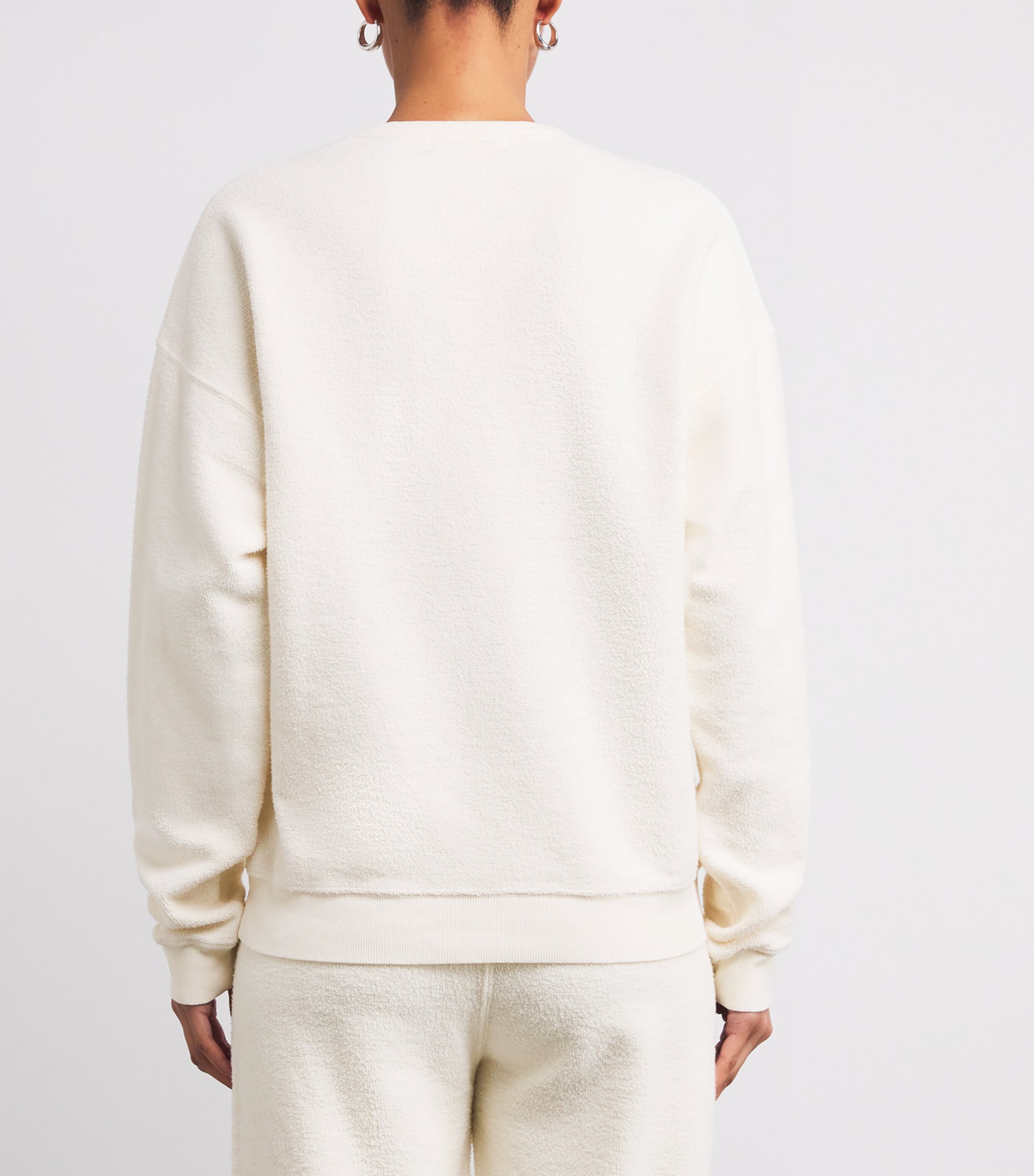 ÉTERNE Womens Cotton French Terry Sweatshirt Cream Crm Image 4