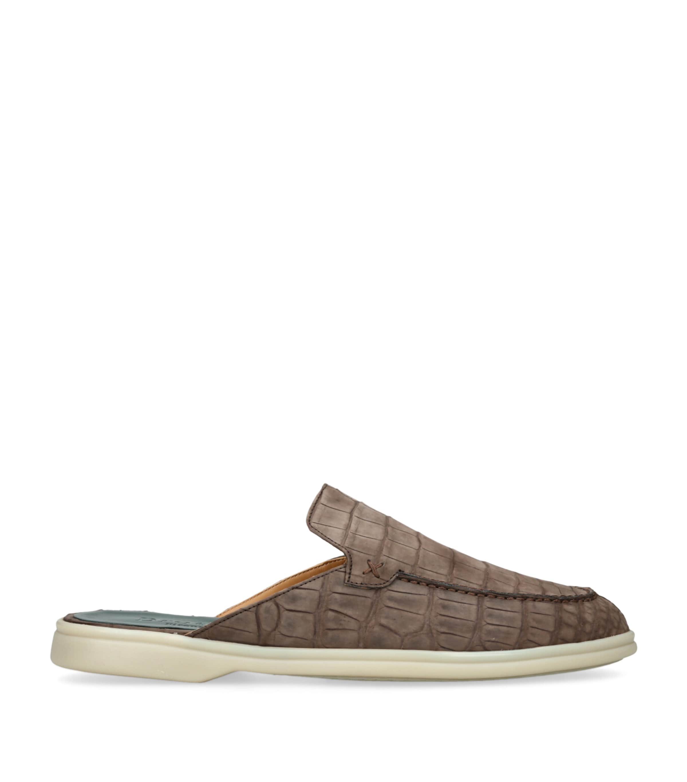 Brotini Alligator Leather Mules In Brown