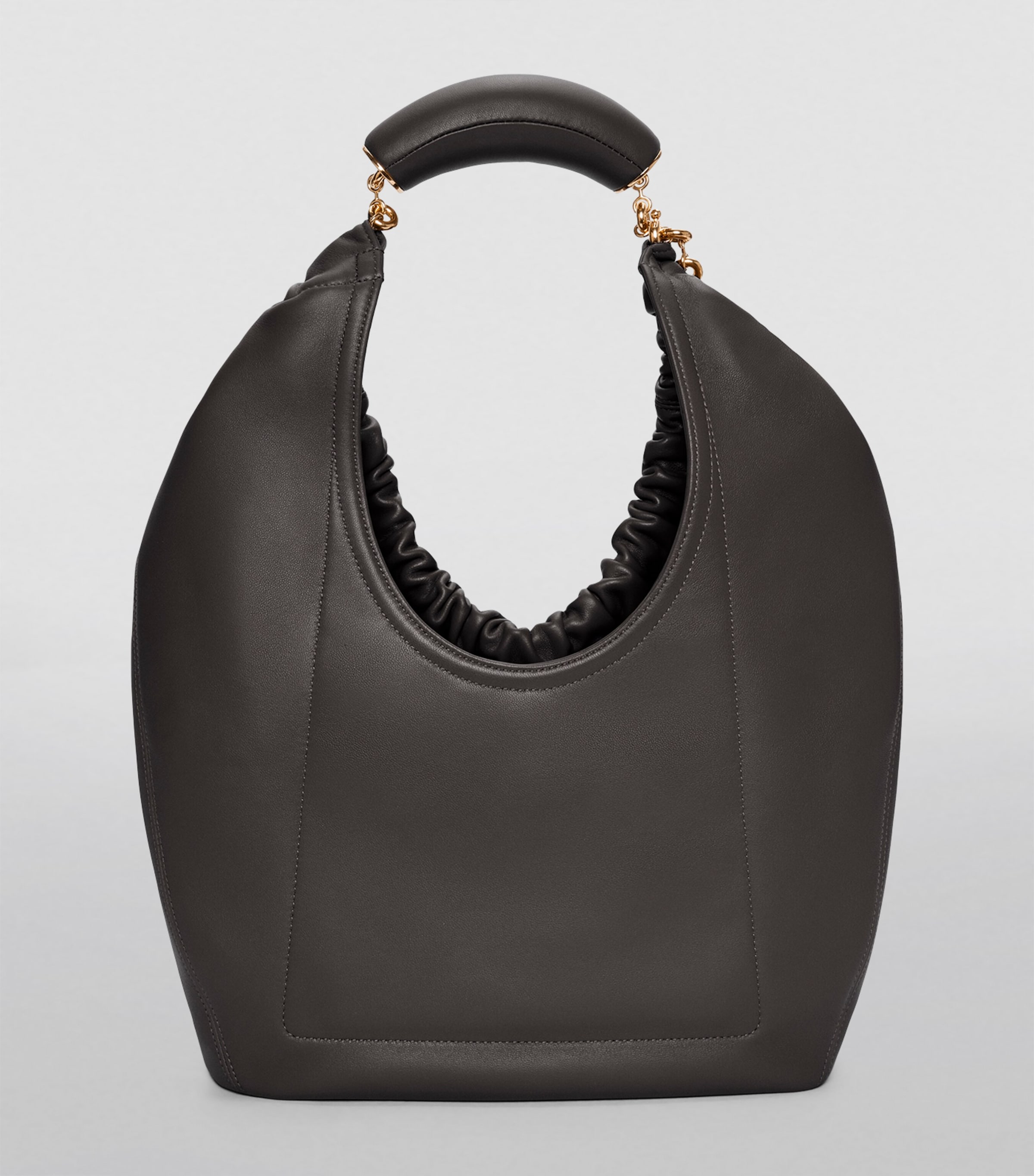 Medium Leather Squeeze Top-Handle Bag BLACK Image 4